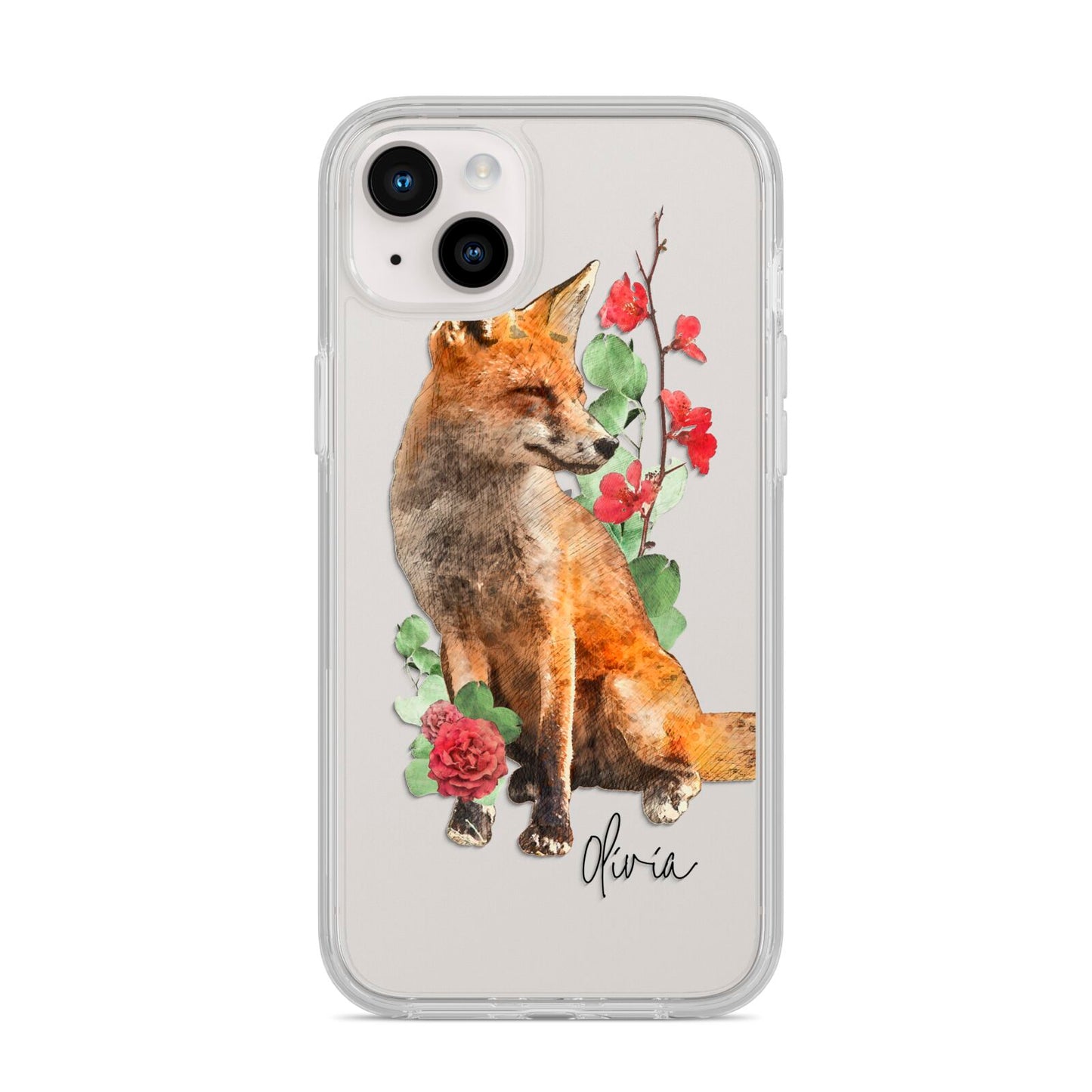 Personalised Fox Name iPhone 14 Plus Clear Tough Case Starlight