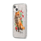 Personalised Fox Name iPhone 14 Plus Glitter Tough Case Starlight Angled Image