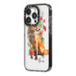 Personalised Fox Name iPhone 14 Pro Black Impact Case Side Angle on Silver phone