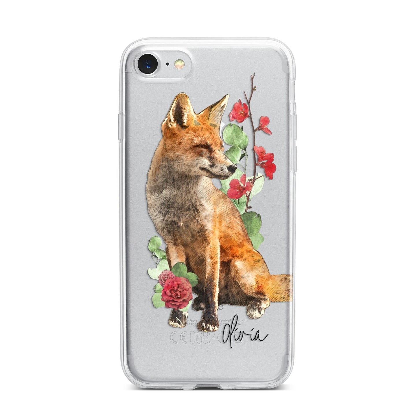 Personalised Fox Name iPhone 7 Bumper Case on Silver iPhone