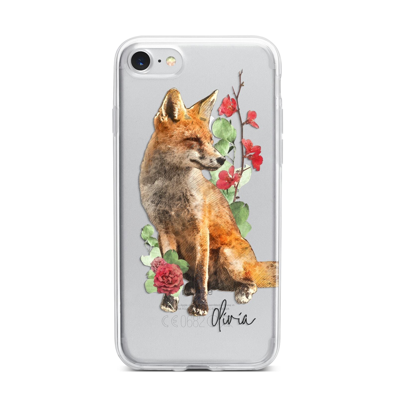 Personalised Fox Name iPhone 7 Bumper Case on Silver iPhone