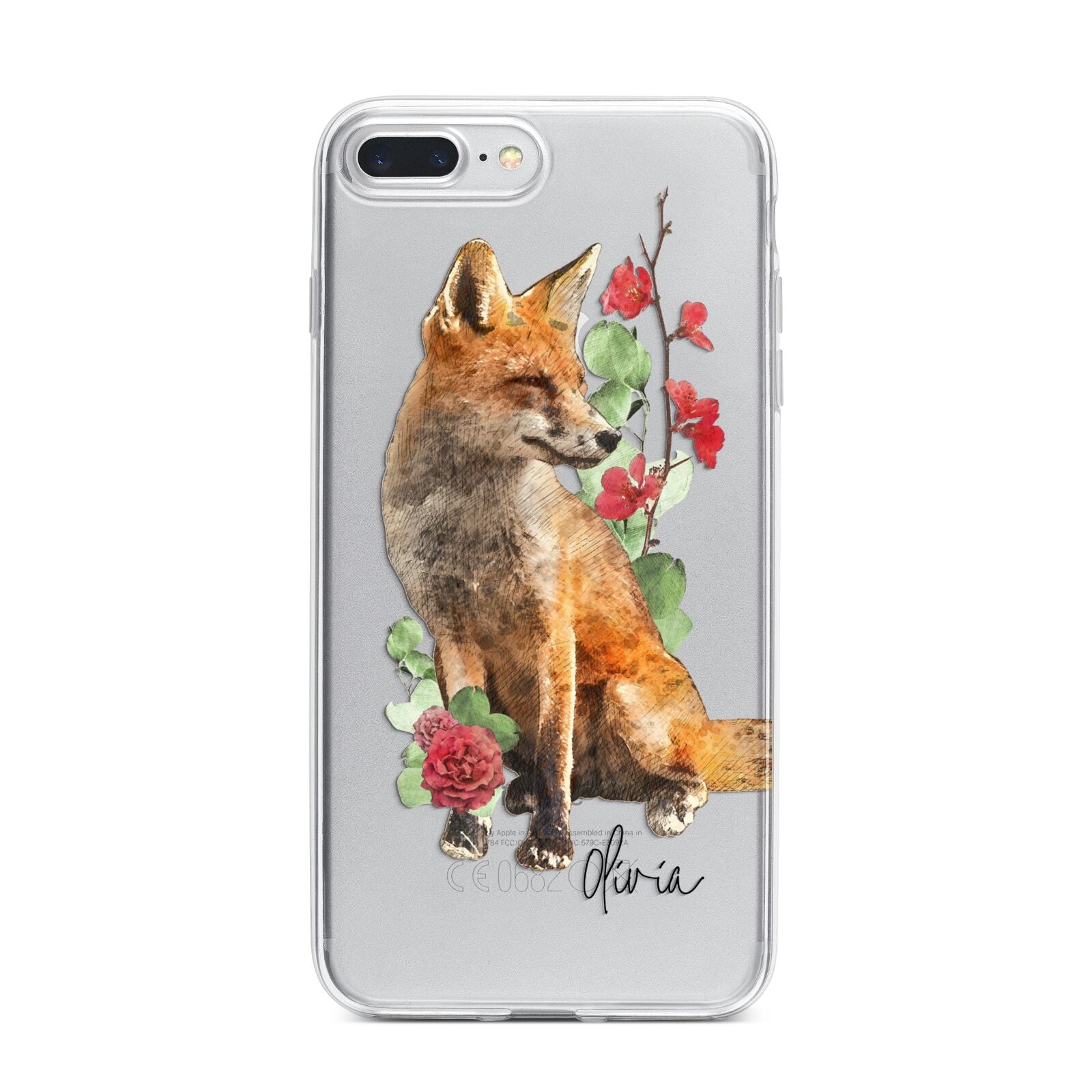 Personalised Fox Name iPhone 7 Plus Bumper Case on Silver iPhone