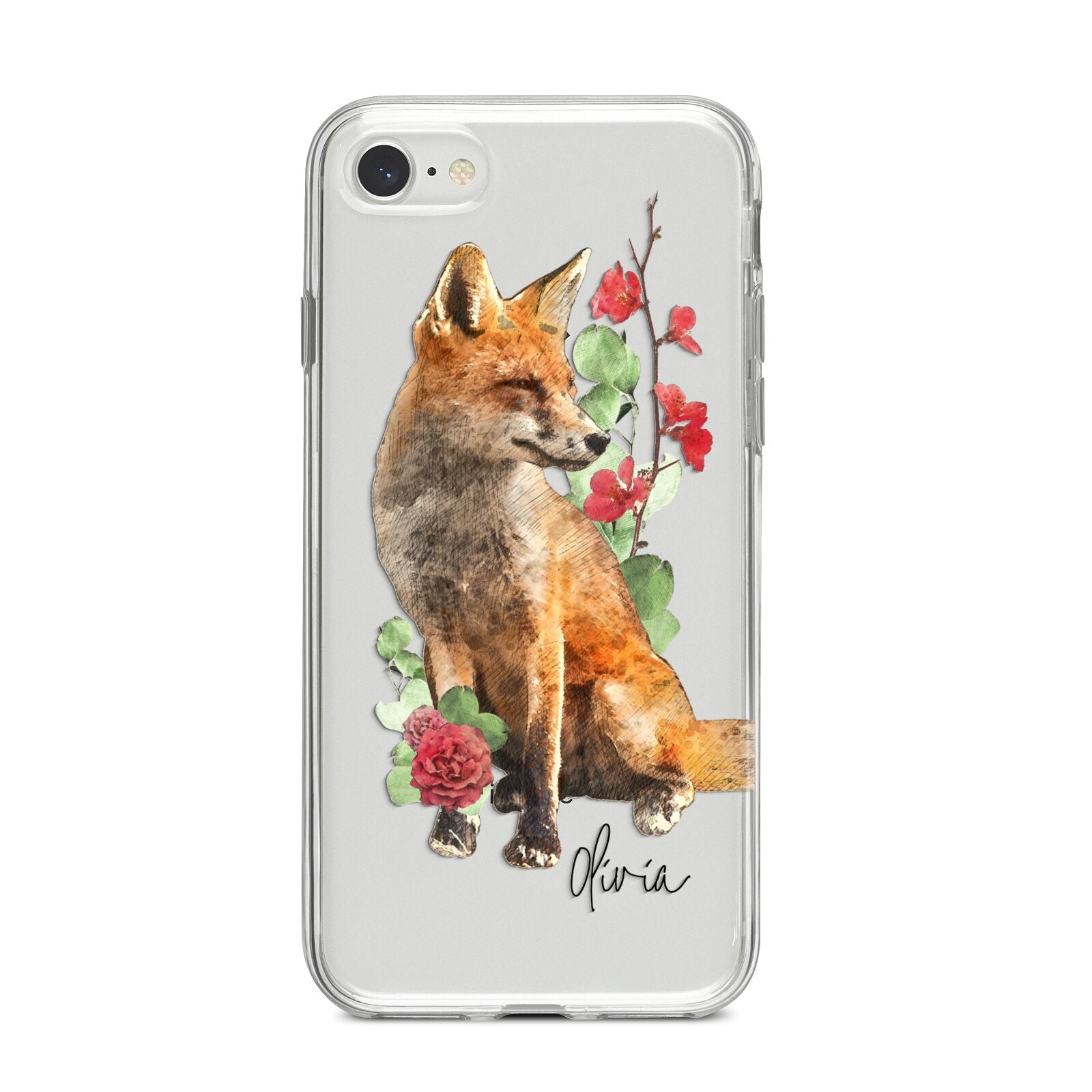 Personalised Fox Name iPhone 8 Bumper Case on Silver iPhone