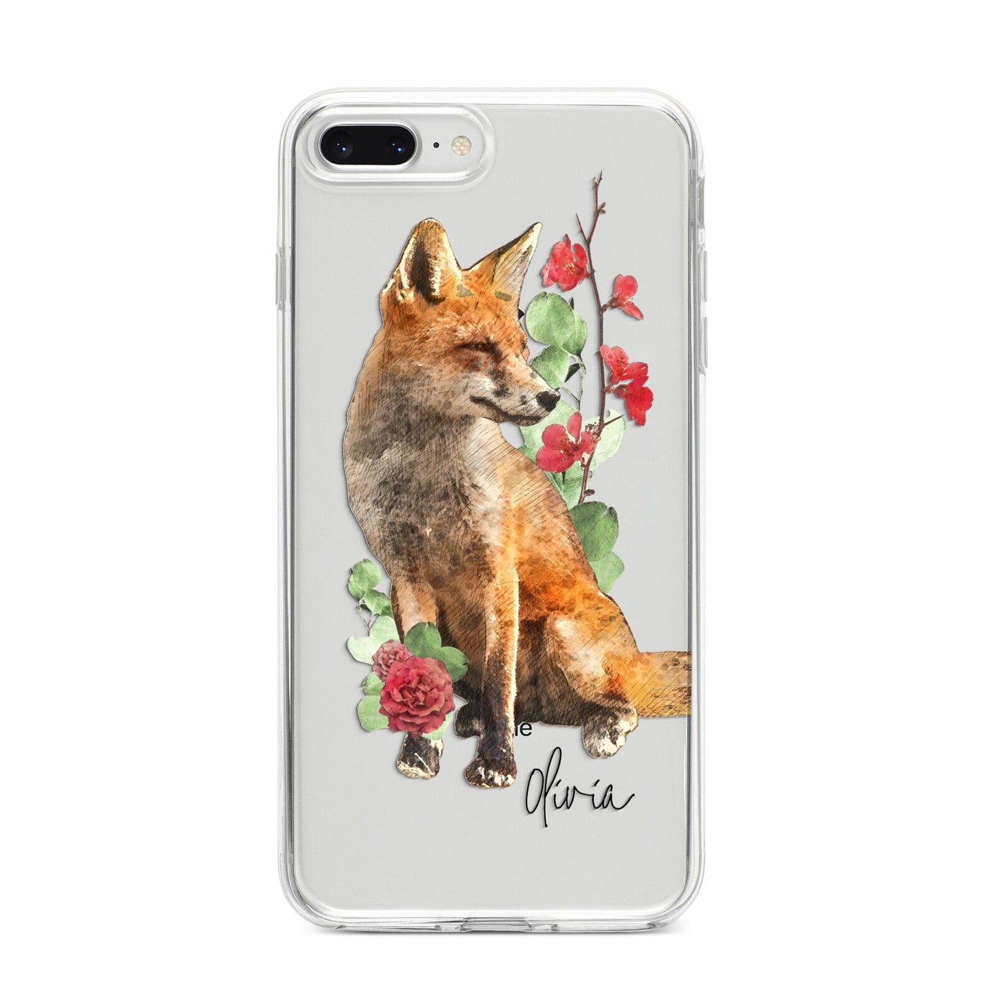 Personalised Fox Name iPhone 8 Plus Bumper Case on Silver iPhone