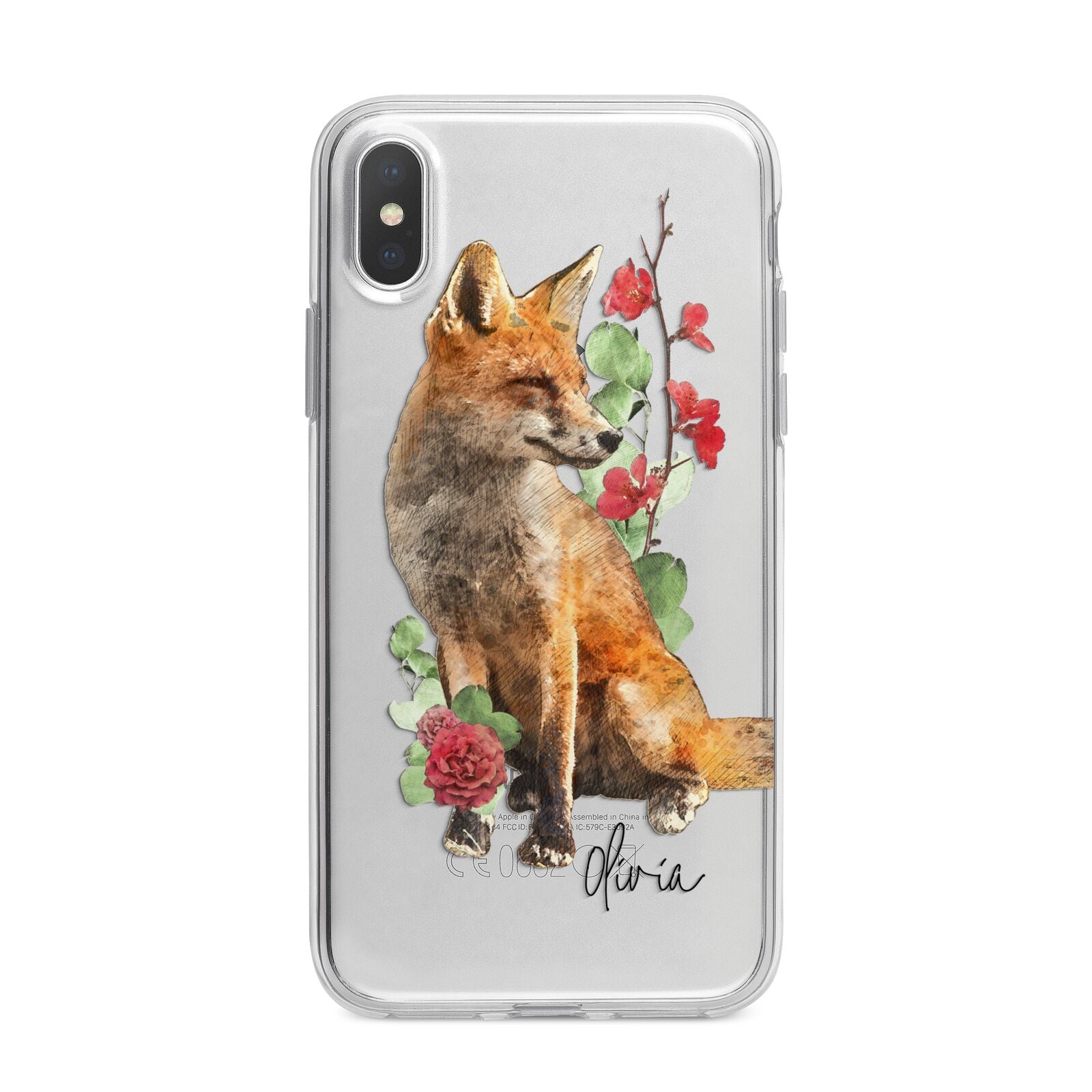 Personalised Fox Name iPhone X Bumper Case on Silver iPhone Alternative Image 1