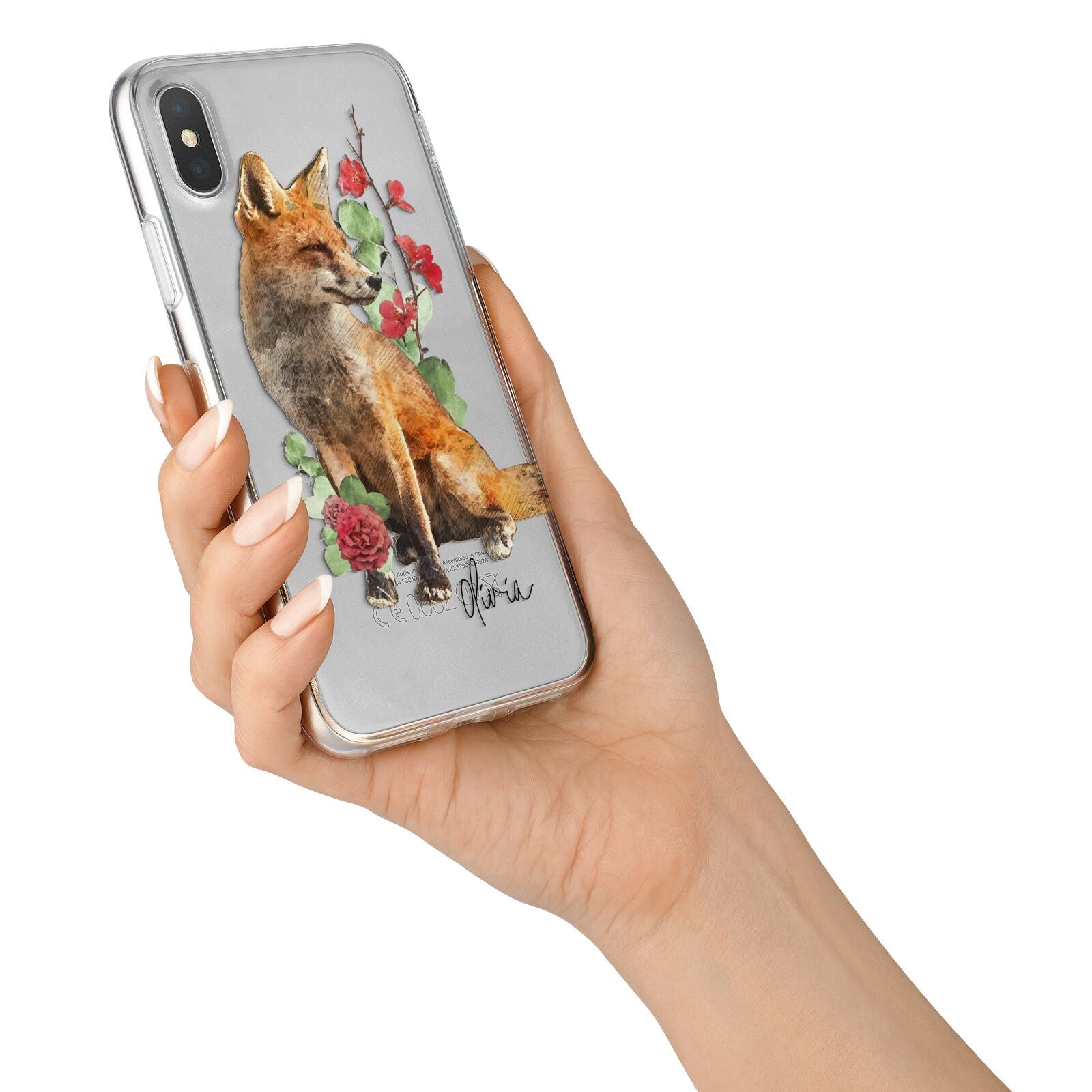 Personalised Fox Name iPhone X Bumper Case on Silver iPhone Alternative Image 2