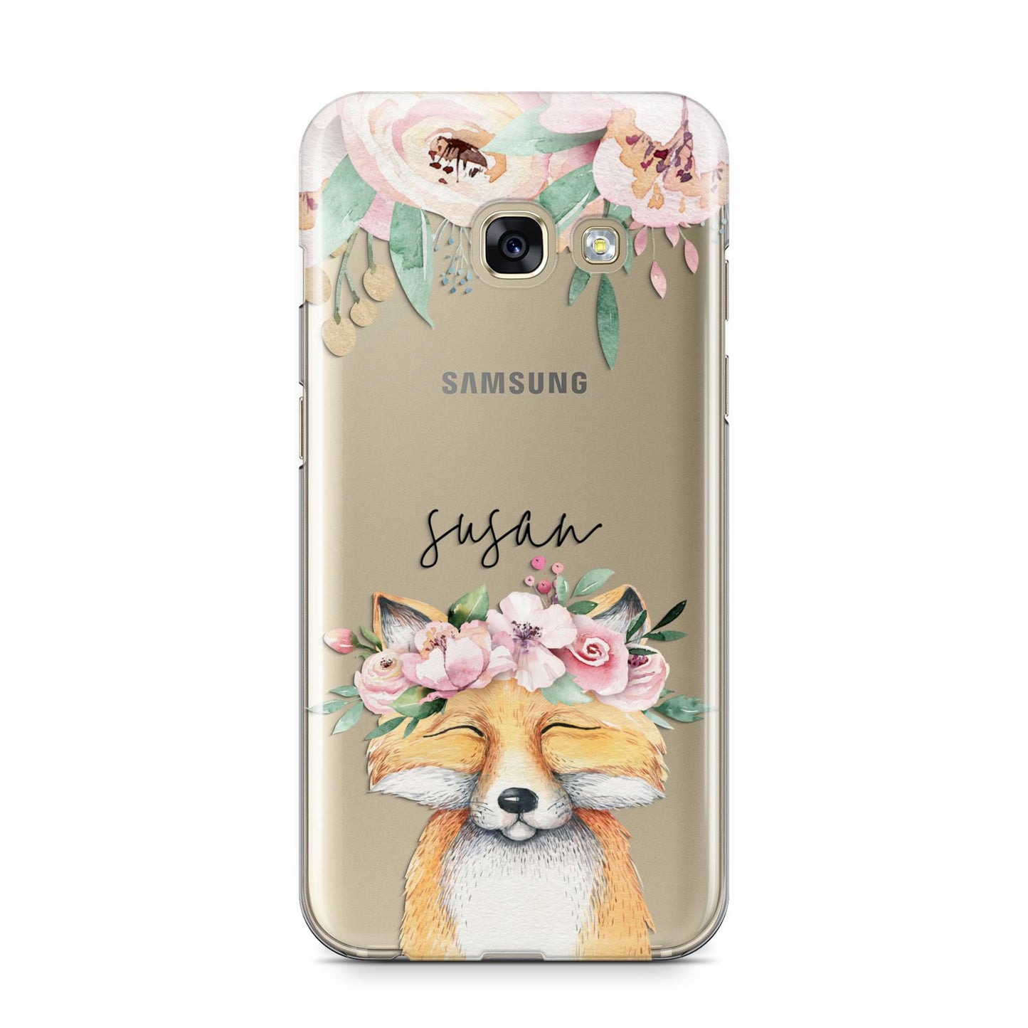 Personalised Fox Samsung Galaxy A3 2017 Case on gold phone