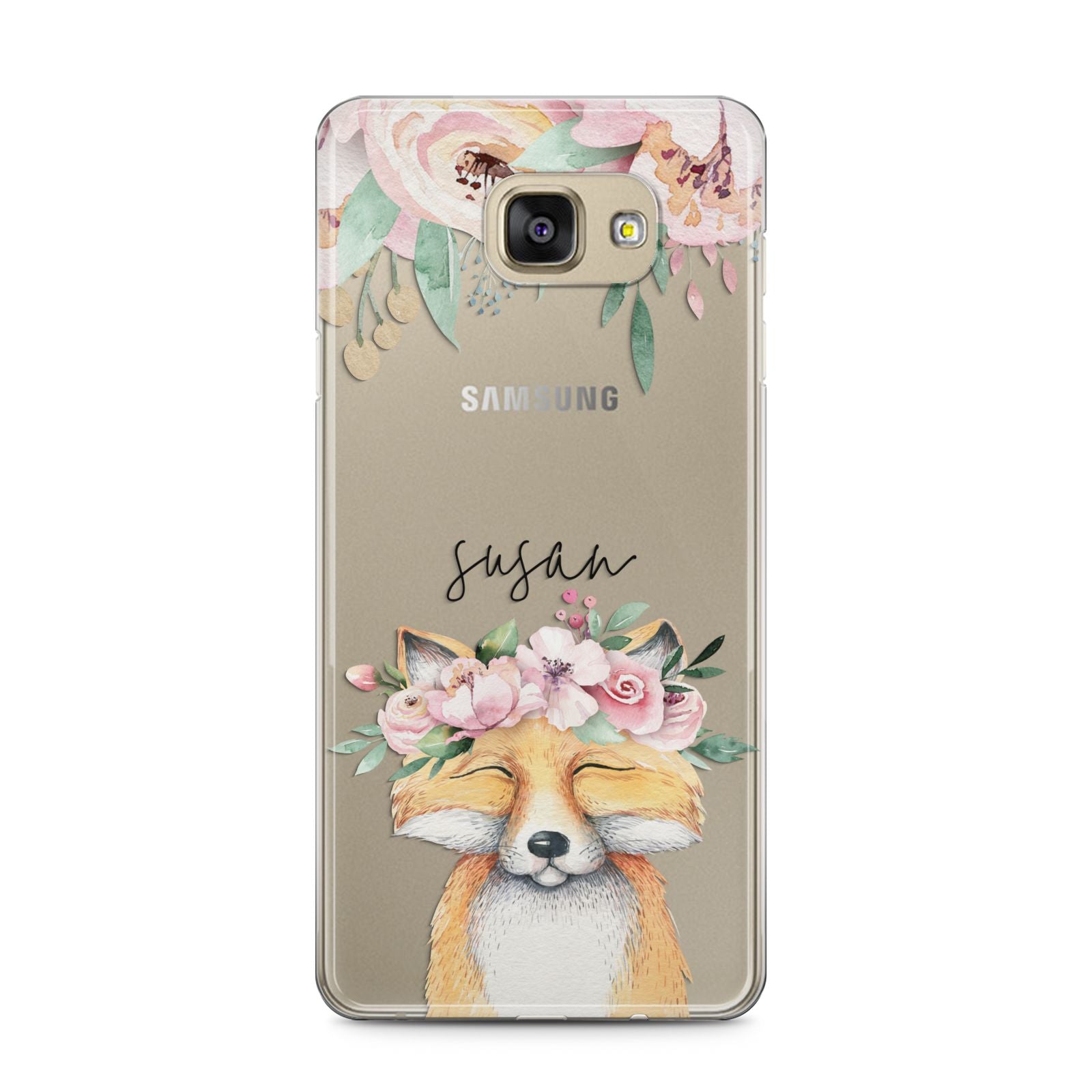 Personalised Fox Samsung Galaxy A5 2016 Case on gold phone