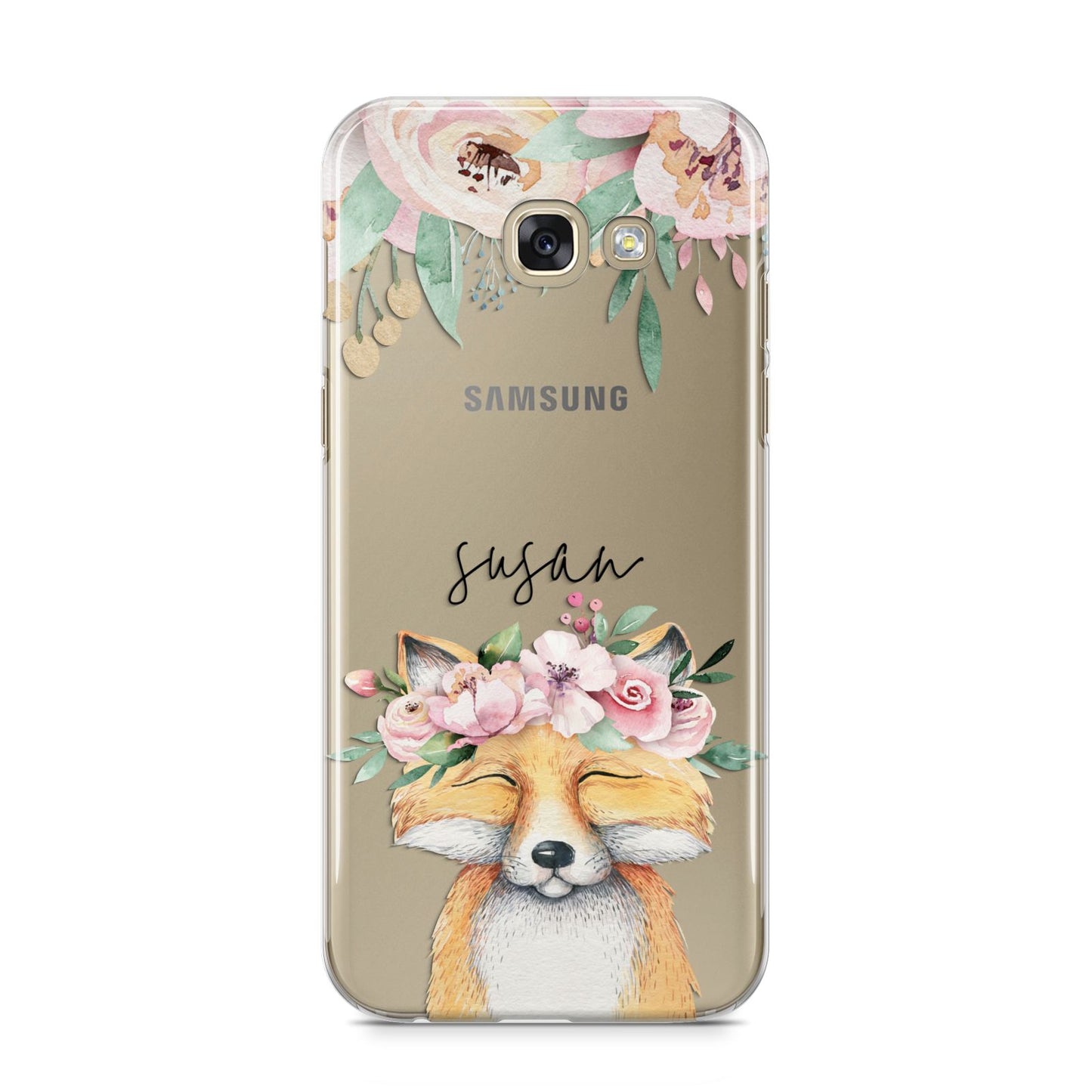 Personalised Fox Samsung Galaxy A5 2017 Case on gold phone