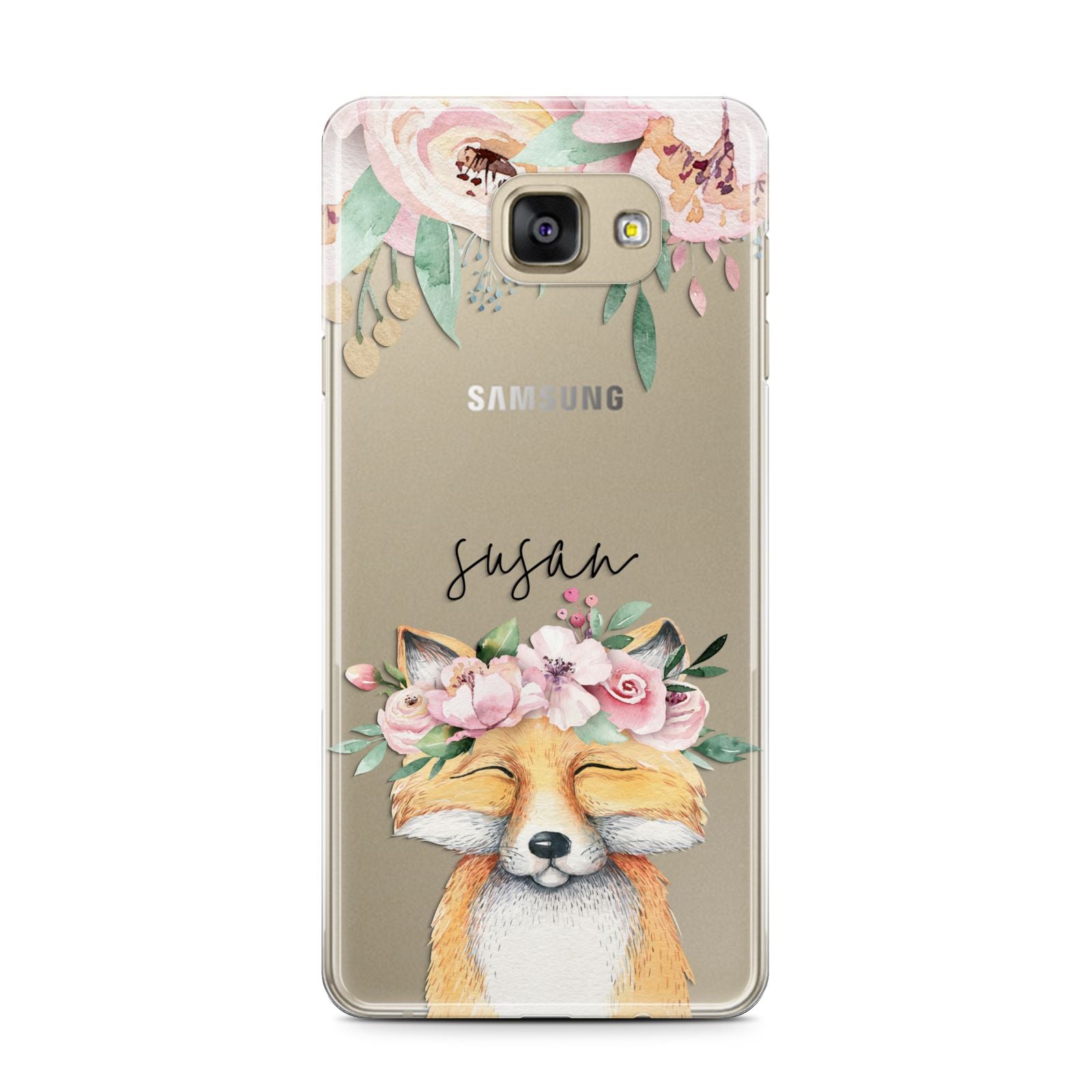 Personalised Fox Samsung Galaxy A7 2016 Case on gold phone