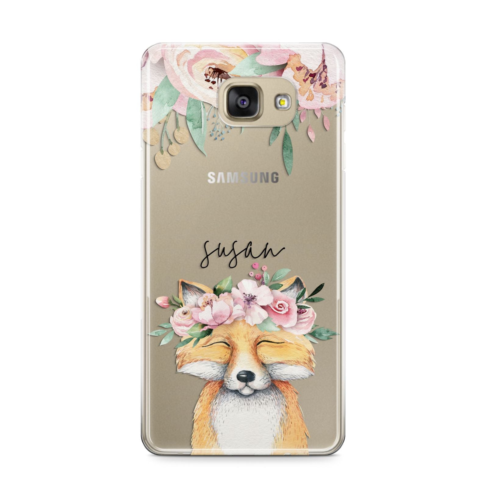 Personalised Fox Samsung Galaxy A9 2016 Case on gold phone