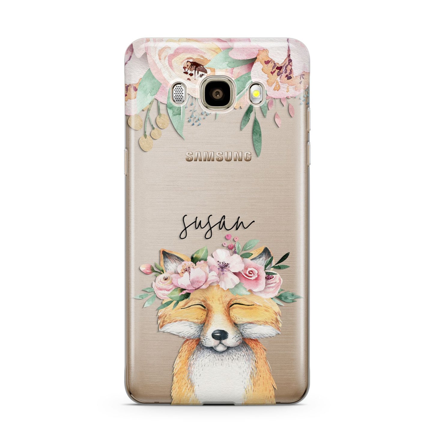 Personalised Fox Samsung Galaxy J7 2016 Case on gold phone