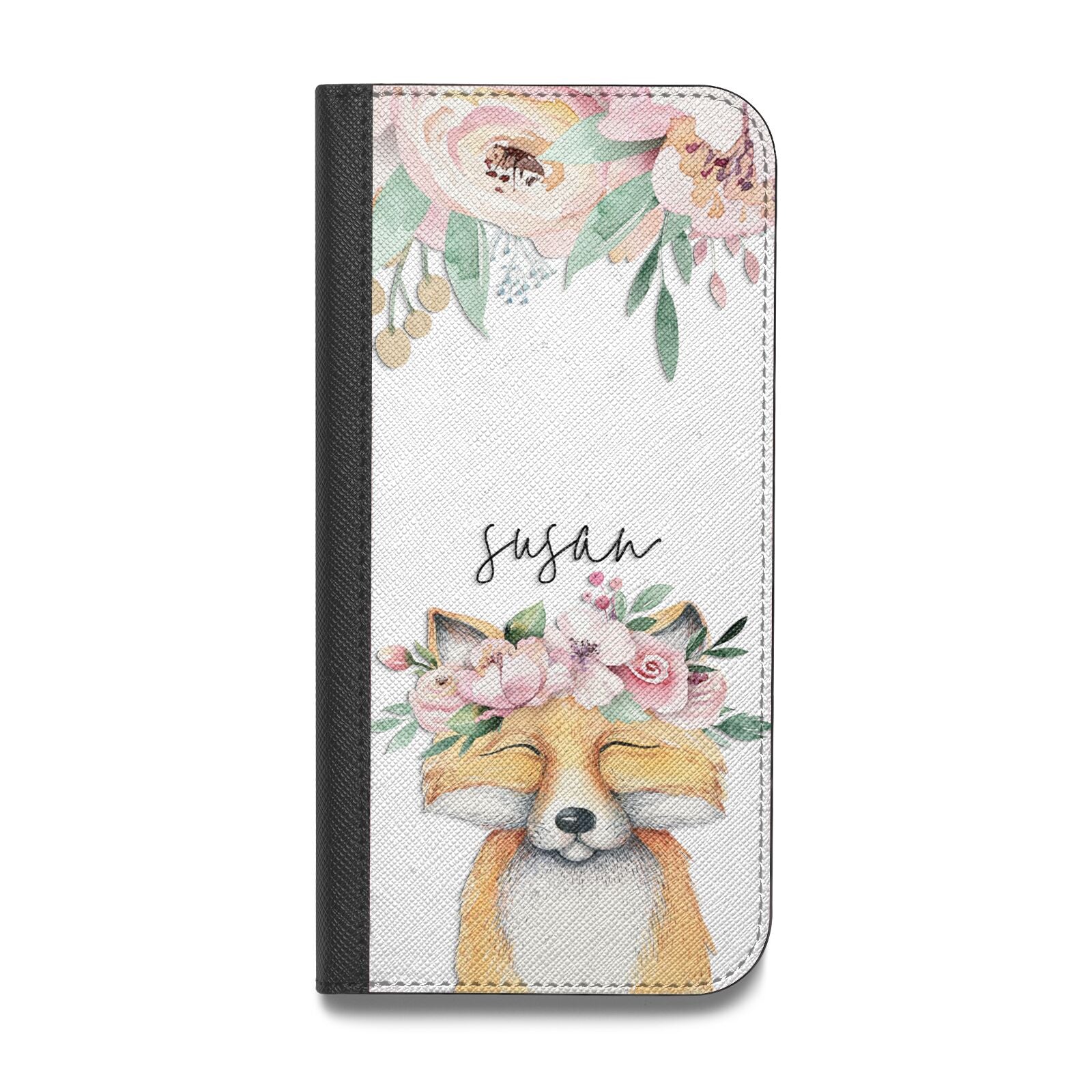 Personalised Fox Vegan Leather Flip Samsung Case