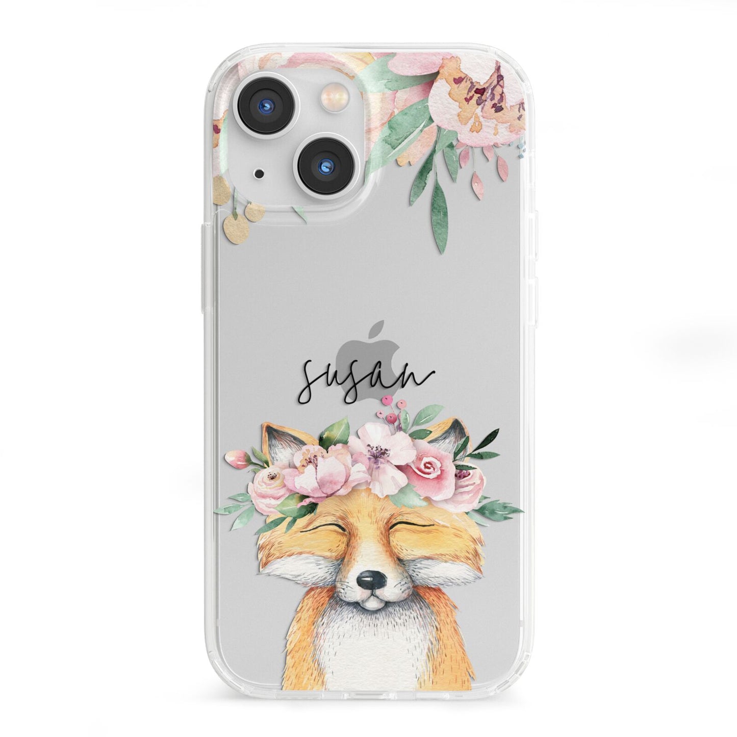 Personalised Fox iPhone 13 Mini Clear Bumper Case