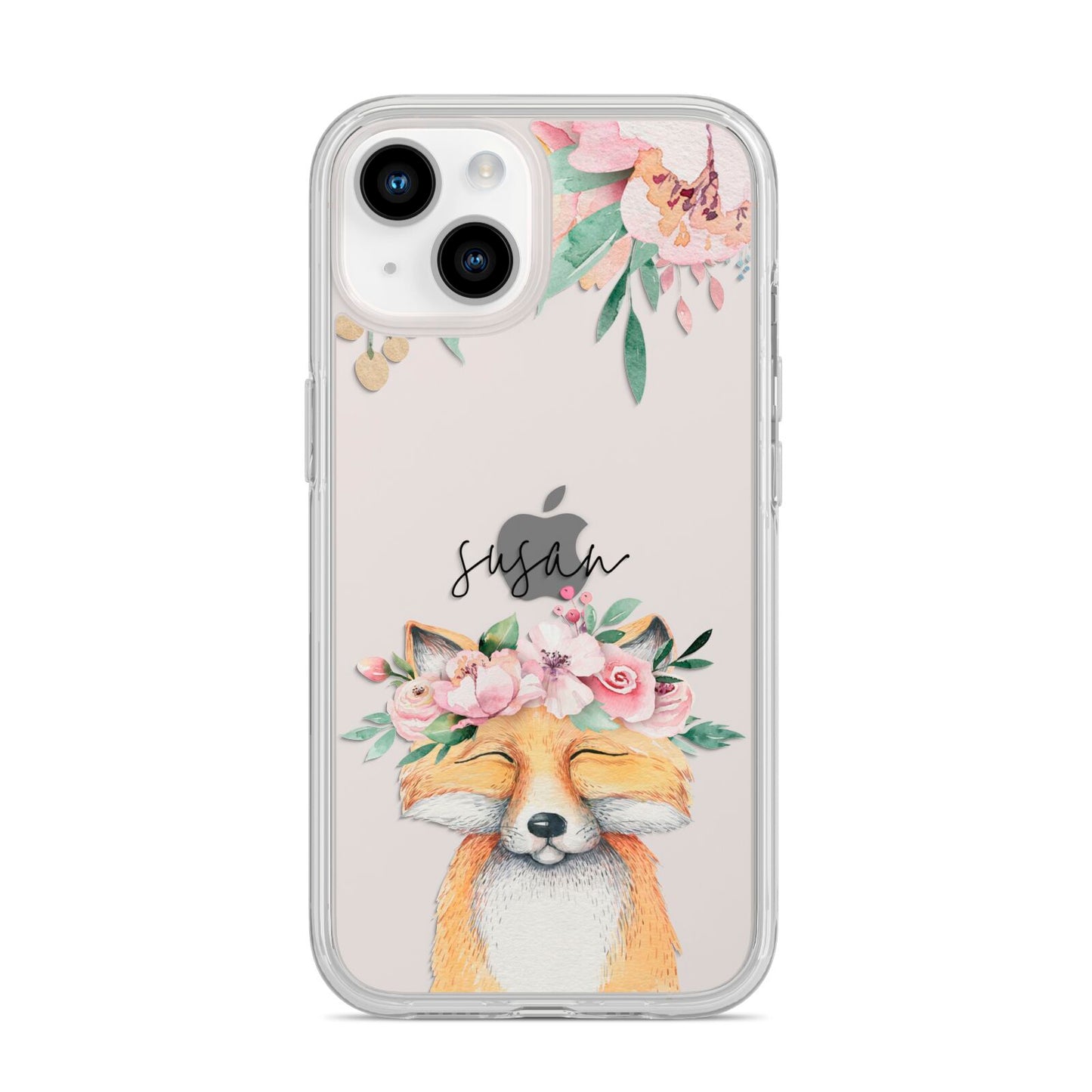Personalised Fox iPhone 14 Clear Tough Case Starlight