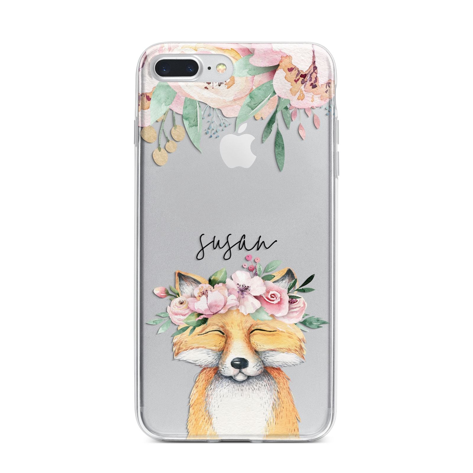Personalised Fox iPhone 7 Plus Bumper Case on Silver iPhone