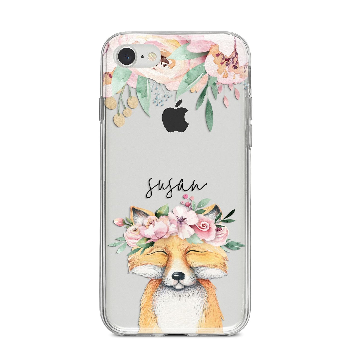 Personalised Fox iPhone 8 Bumper Case on Silver iPhone