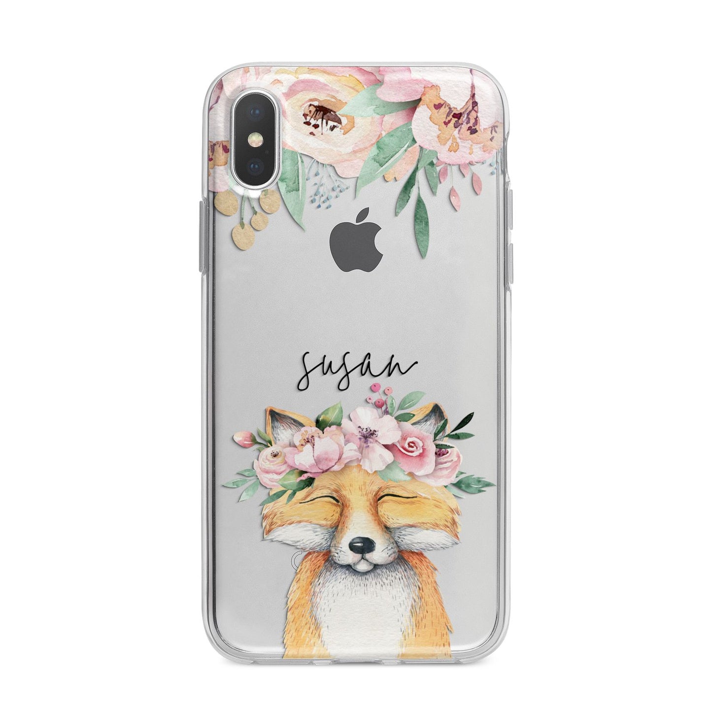 Personalised Fox iPhone X Bumper Case on Silver iPhone Alternative Image 1