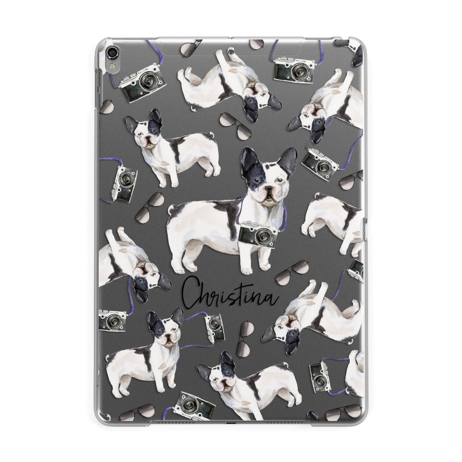 Personalised French Bulldog Apple iPad Grey Case