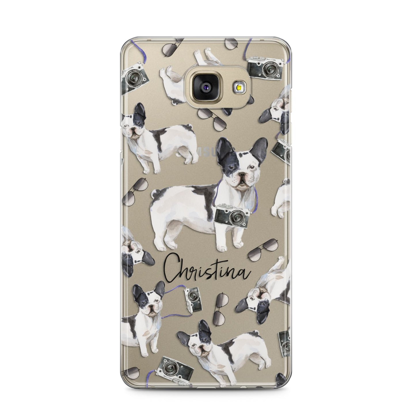 Personalised French Bulldog Samsung Galaxy A5 2016 Case on gold phone