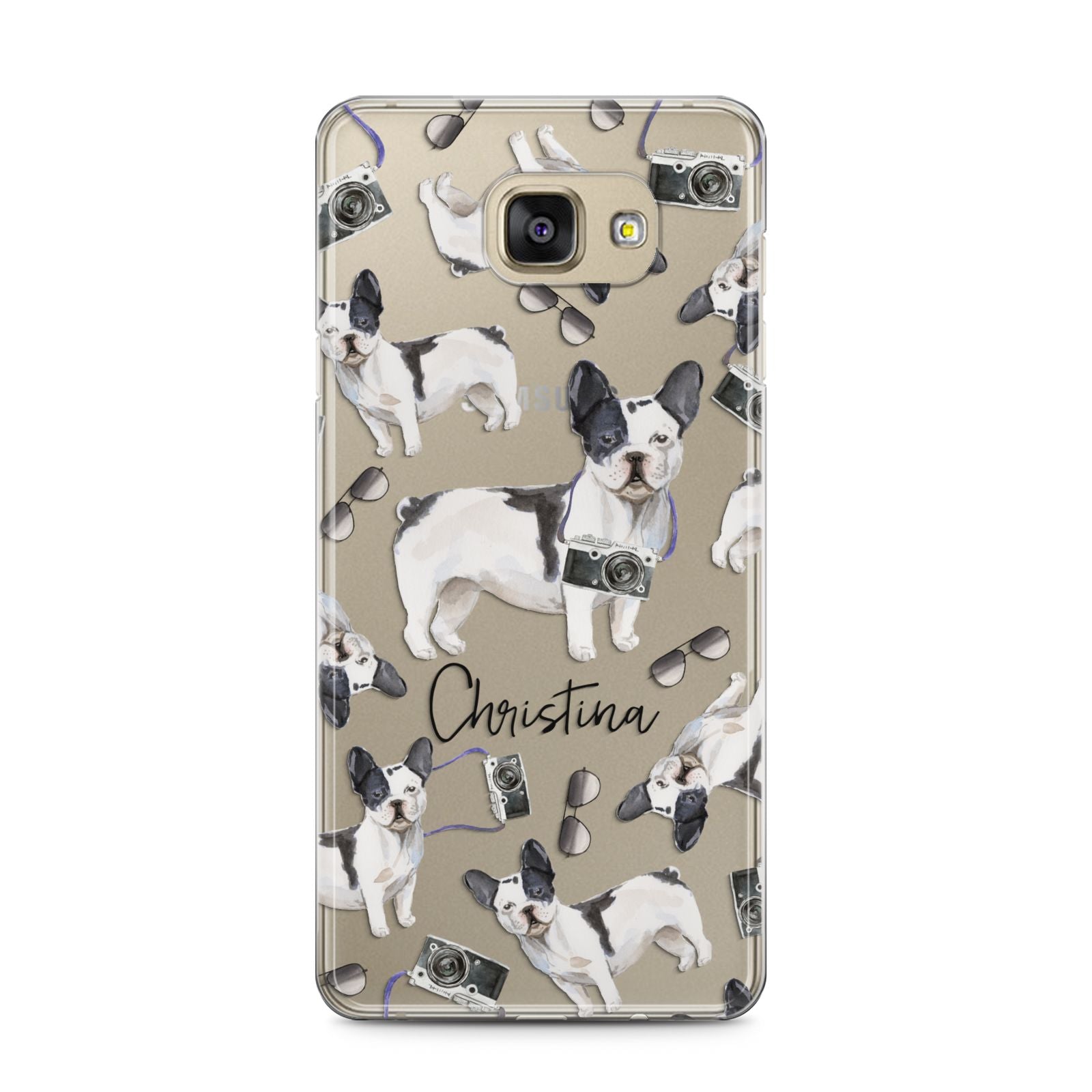 Personalised French Bulldog Samsung Galaxy A5 2016 Case on gold phone