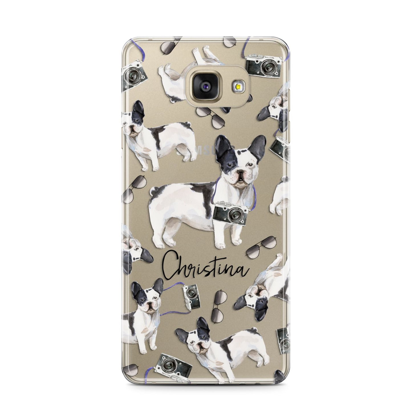 Personalised French Bulldog Samsung Galaxy A7 2016 Case on gold phone