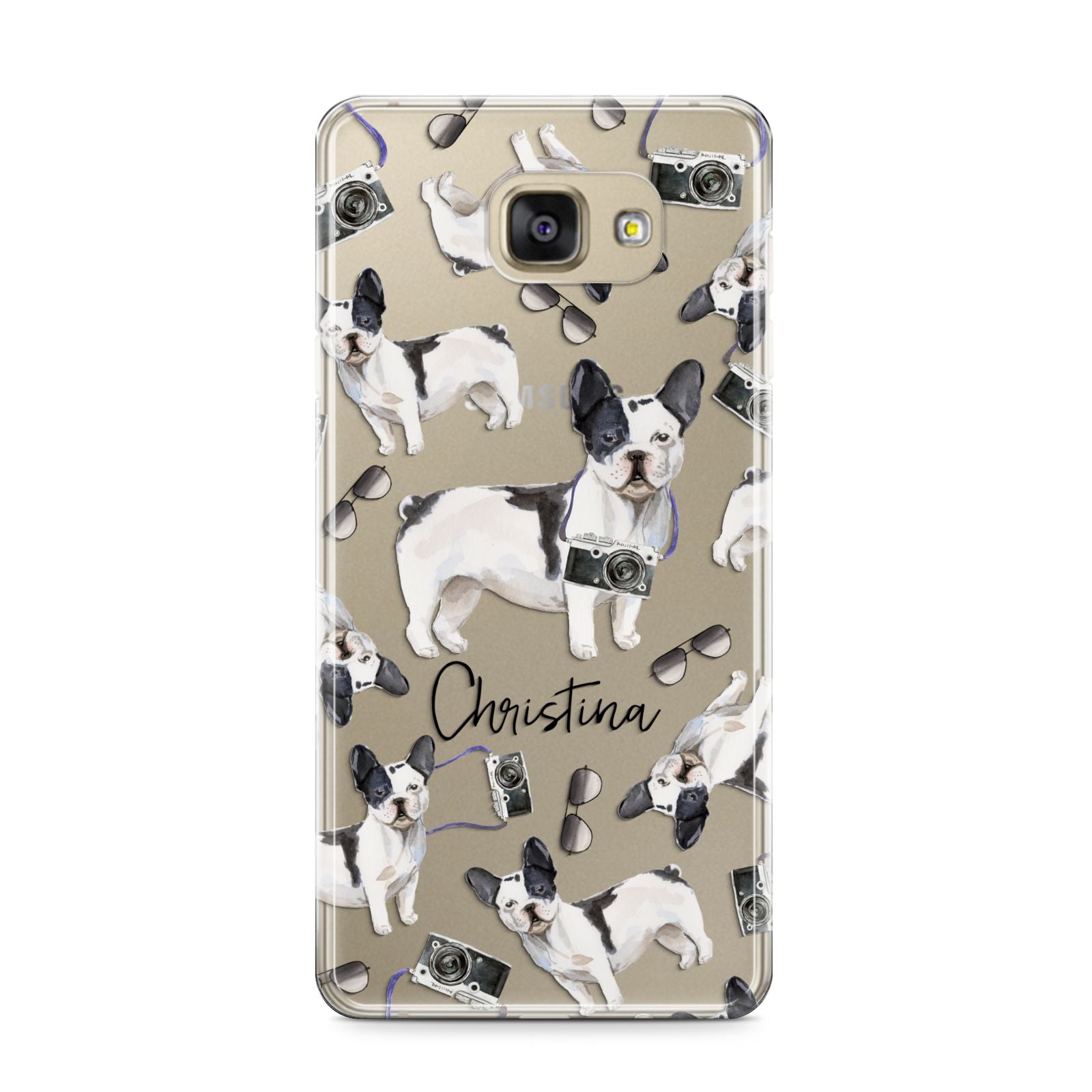 Personalised French Bulldog Samsung Galaxy A9 2016 Case on gold phone