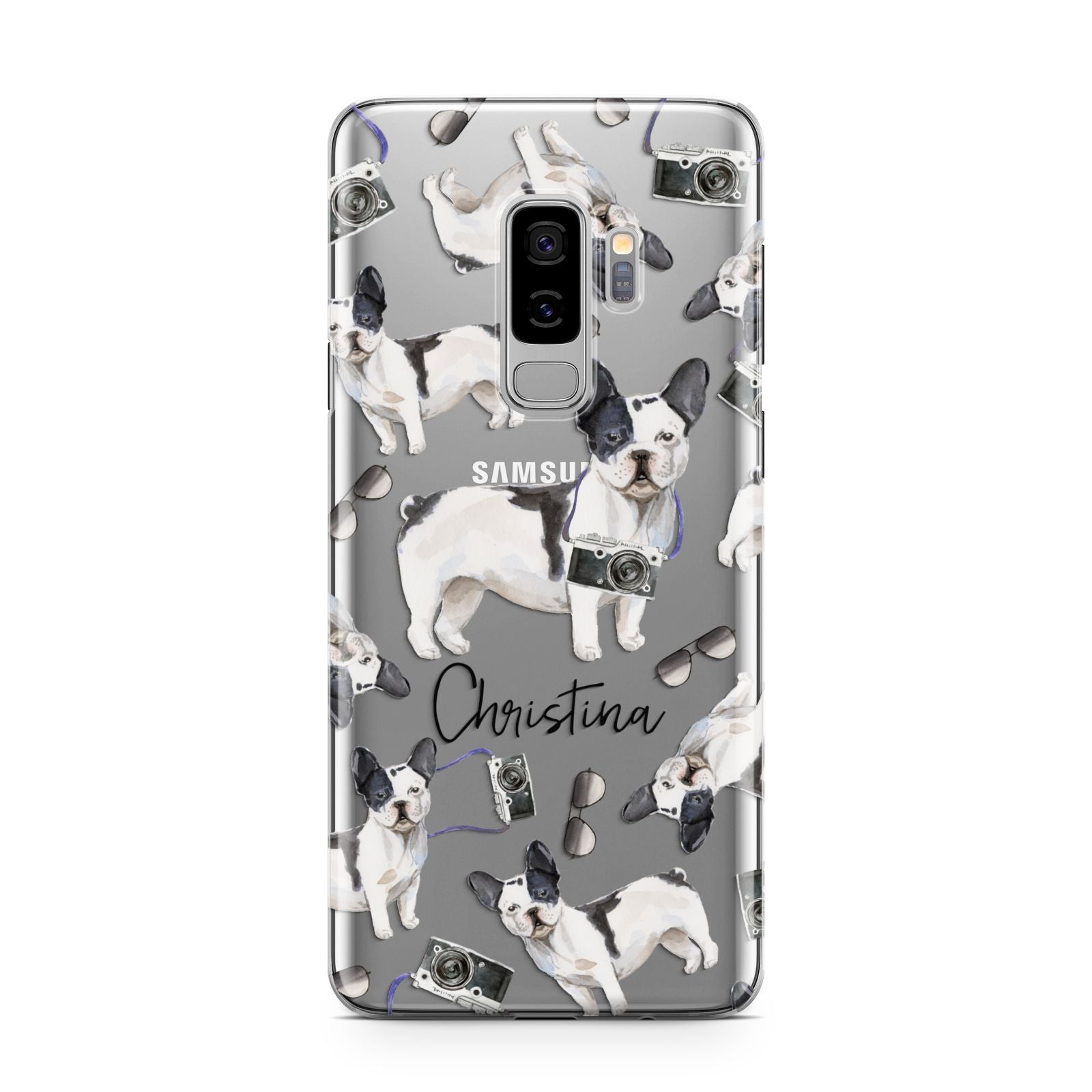 Personalised French Bulldog Samsung Galaxy S9 Plus Case on Silver phone