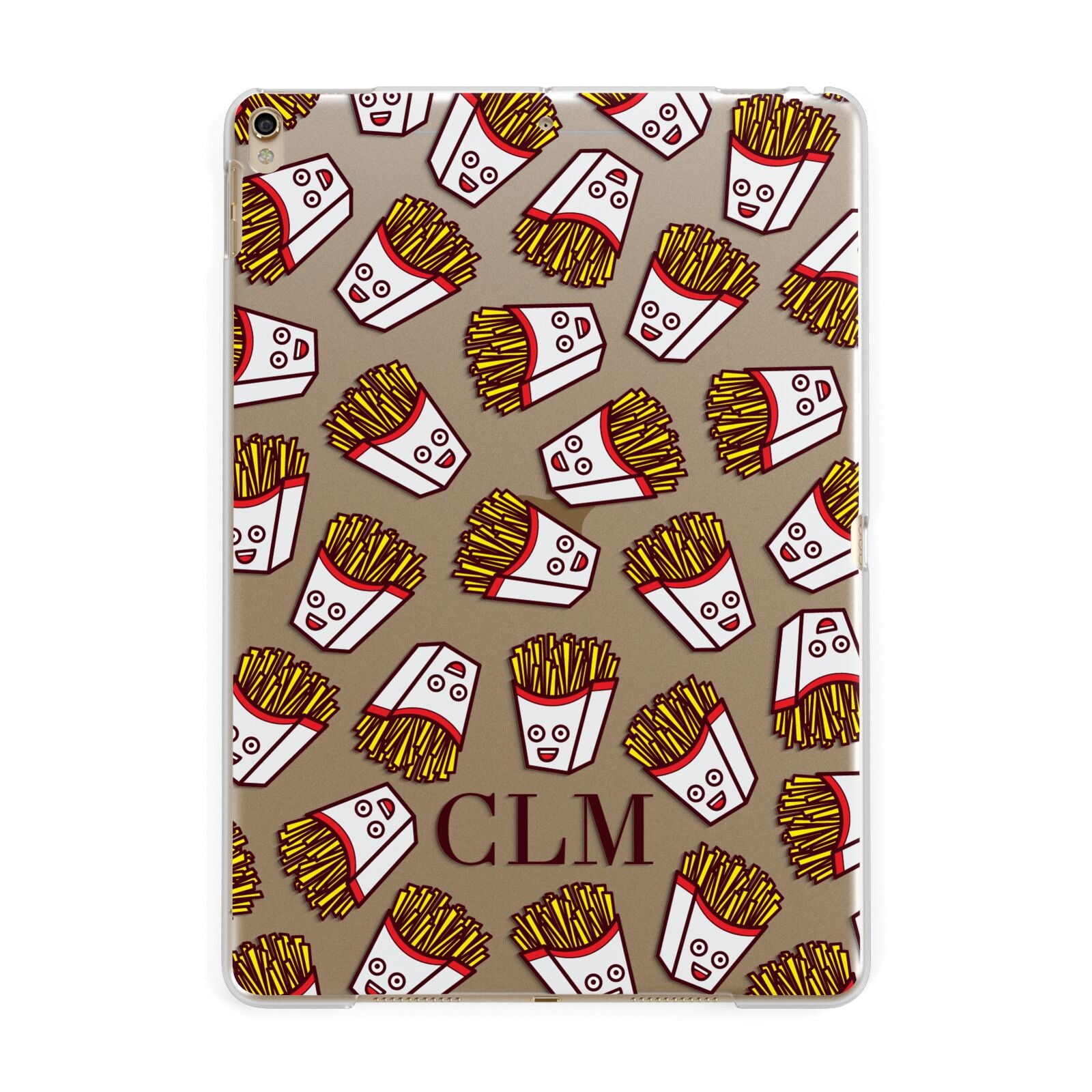 Personalised Fries Initials Clear Apple iPad Gold Case