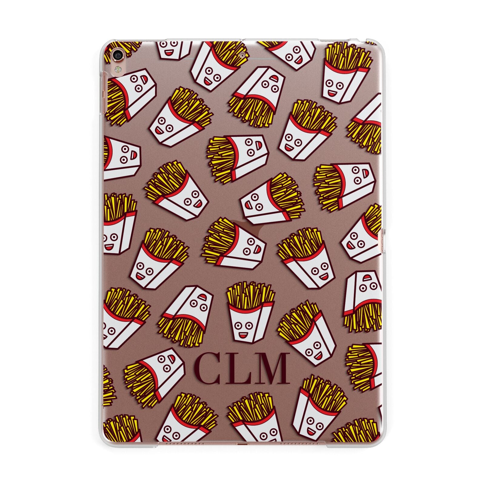 Personalised Fries Initials Clear Apple iPad Rose Gold Case