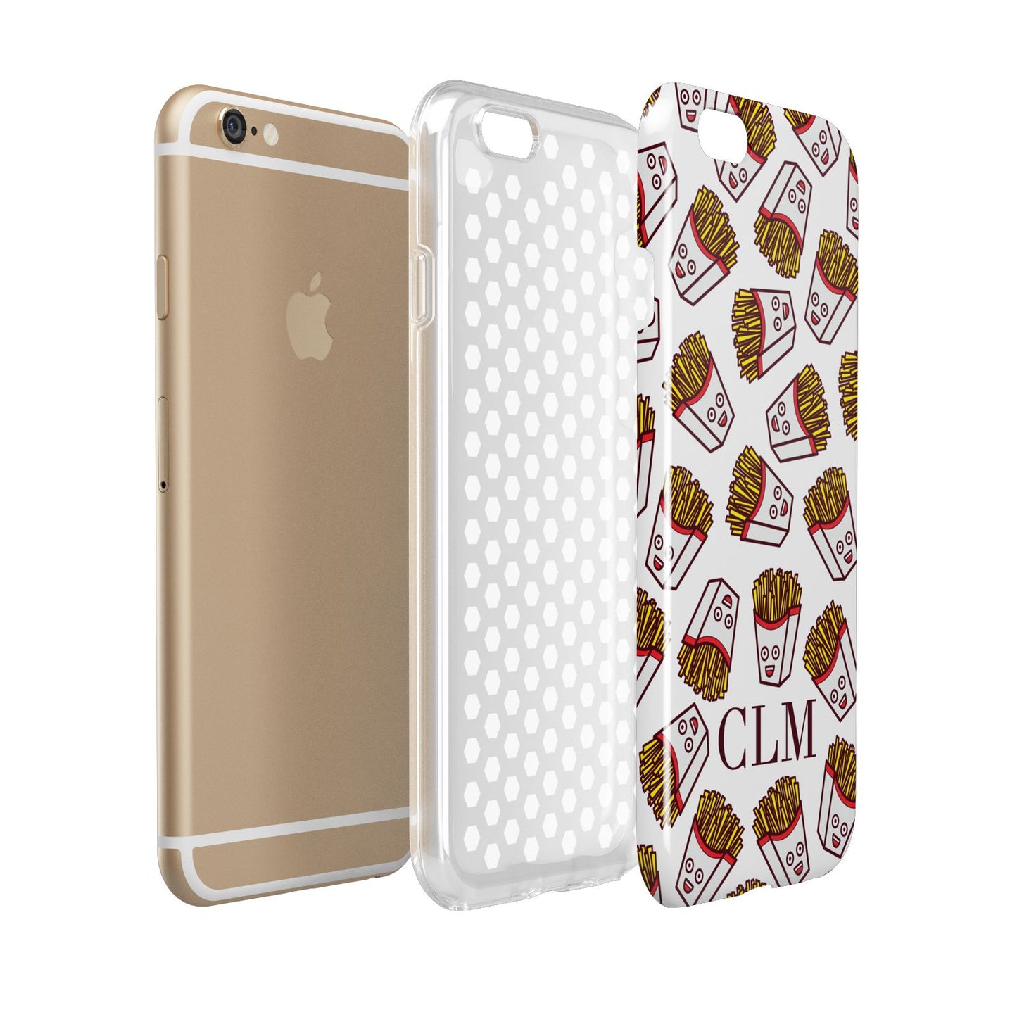 Personalised Fries Initials Clear Apple iPhone 6 3D Tough Case Expanded view