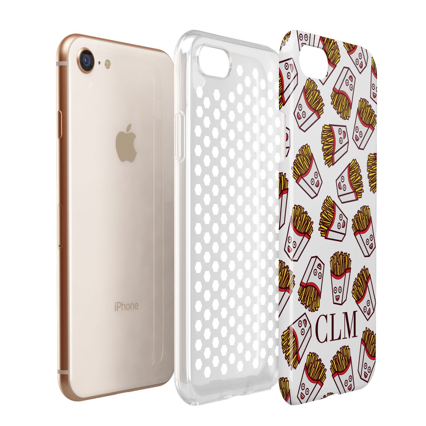 Personalised Fries Initials Clear Apple iPhone 7 8 3D Tough Case Expanded View