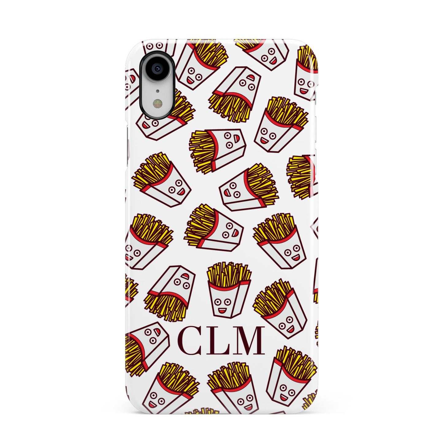 Personalised Fries Initials Clear Apple iPhone XR White 3D Snap Case