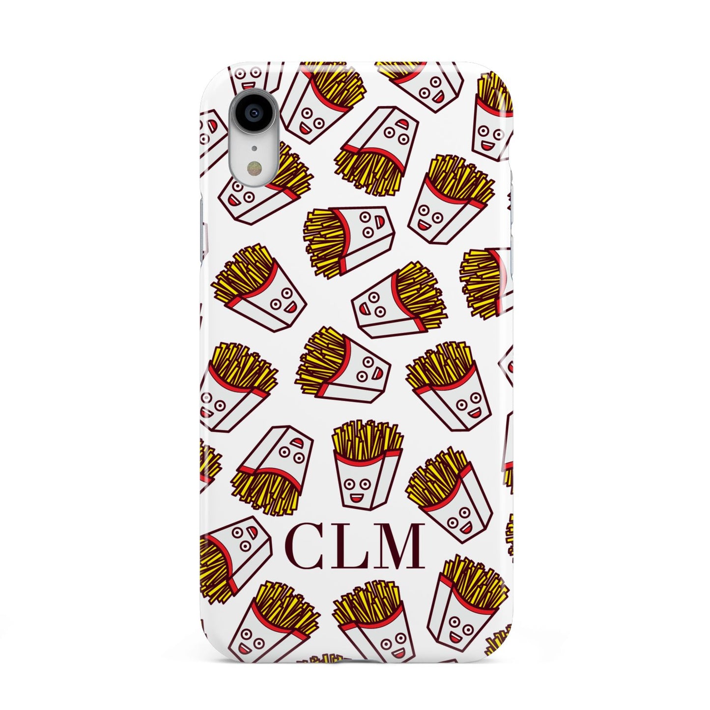 Personalised Fries Initials Clear Apple iPhone XR White 3D Tough Case