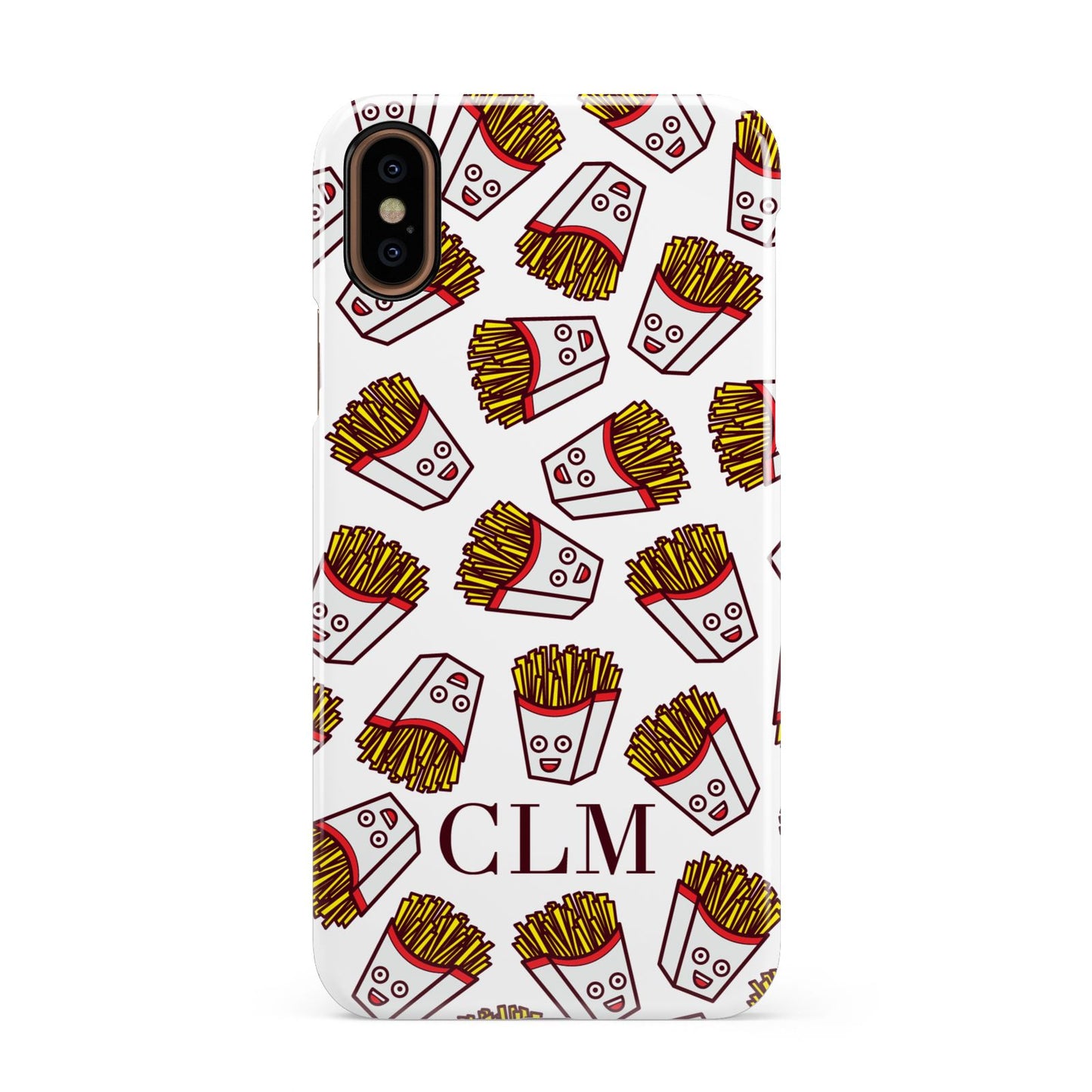 Personalised Fries Initials Clear Apple iPhone XS 3D Snap Case