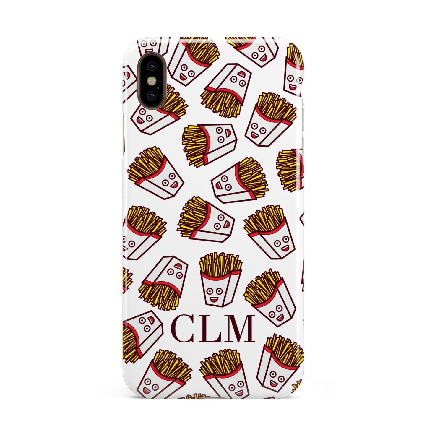 Personalised Fries Initials Clear Apple iPhone Xs Max 3D Tough Case