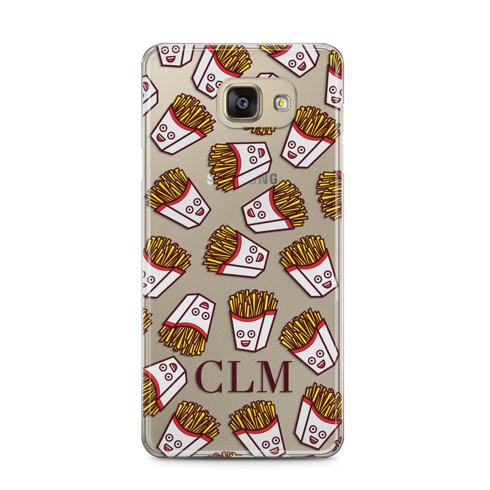 Personalised Fries Initials Clear Samsung Galaxy A5 2016 Case on gold phone