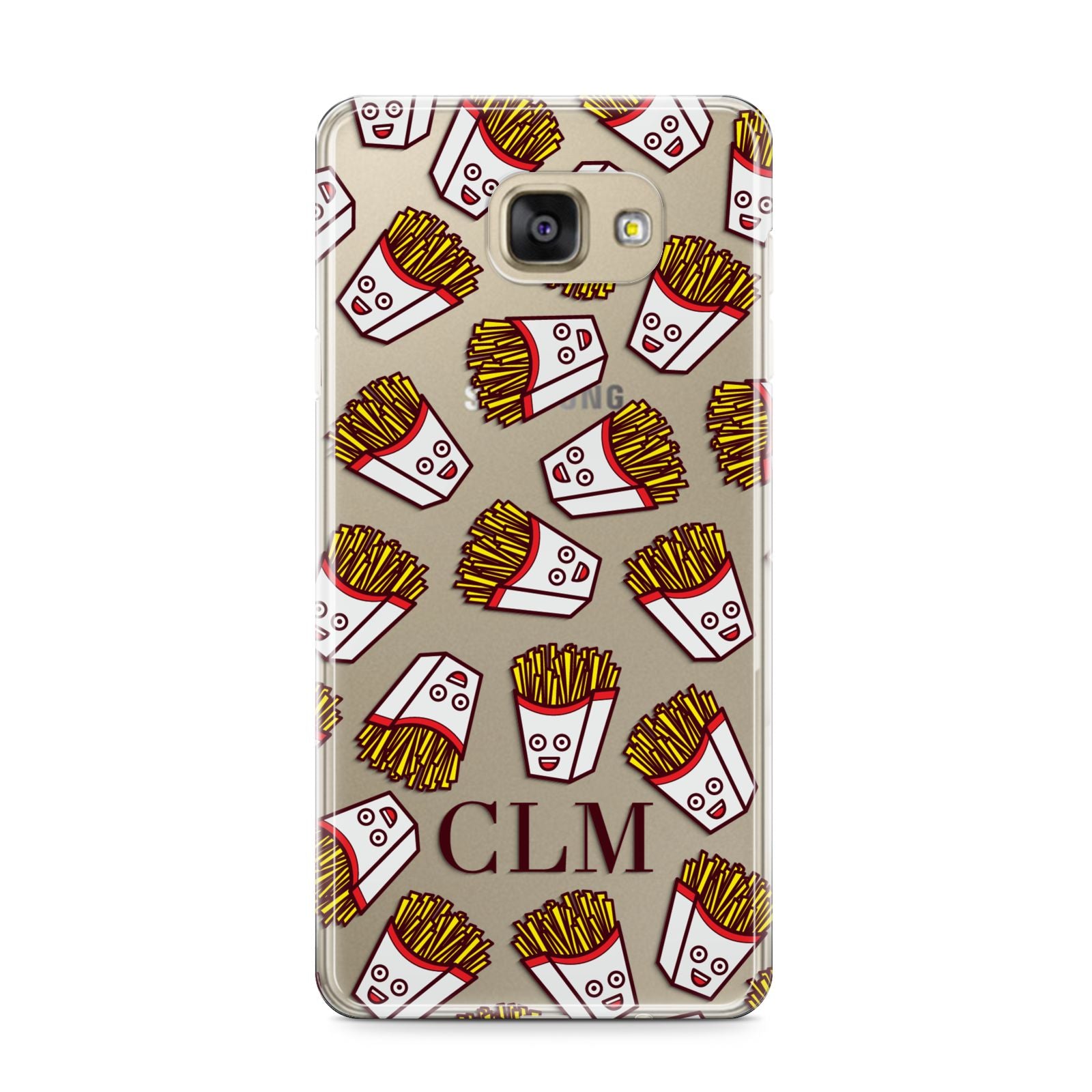 Personalised Fries Initials Clear Samsung Galaxy A9 2016 Case on gold phone
