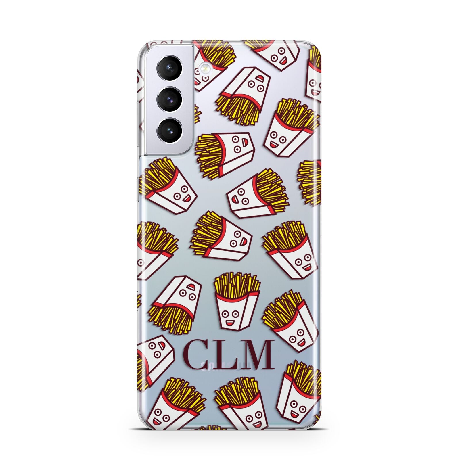 Personalised Fries Initials Clear Samsung S21 Plus Phone Case