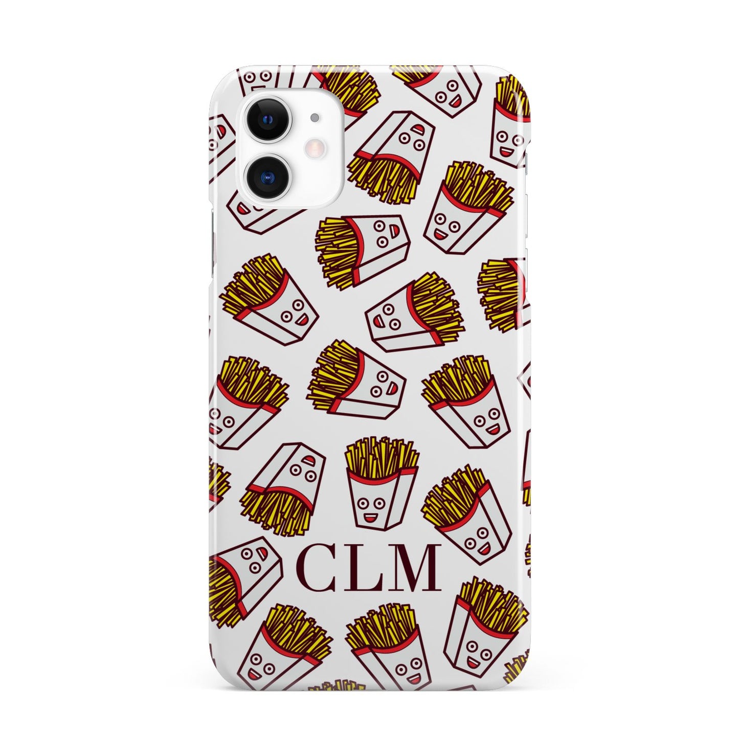 Personalised Fries Initials Clear iPhone 11 3D Snap Case