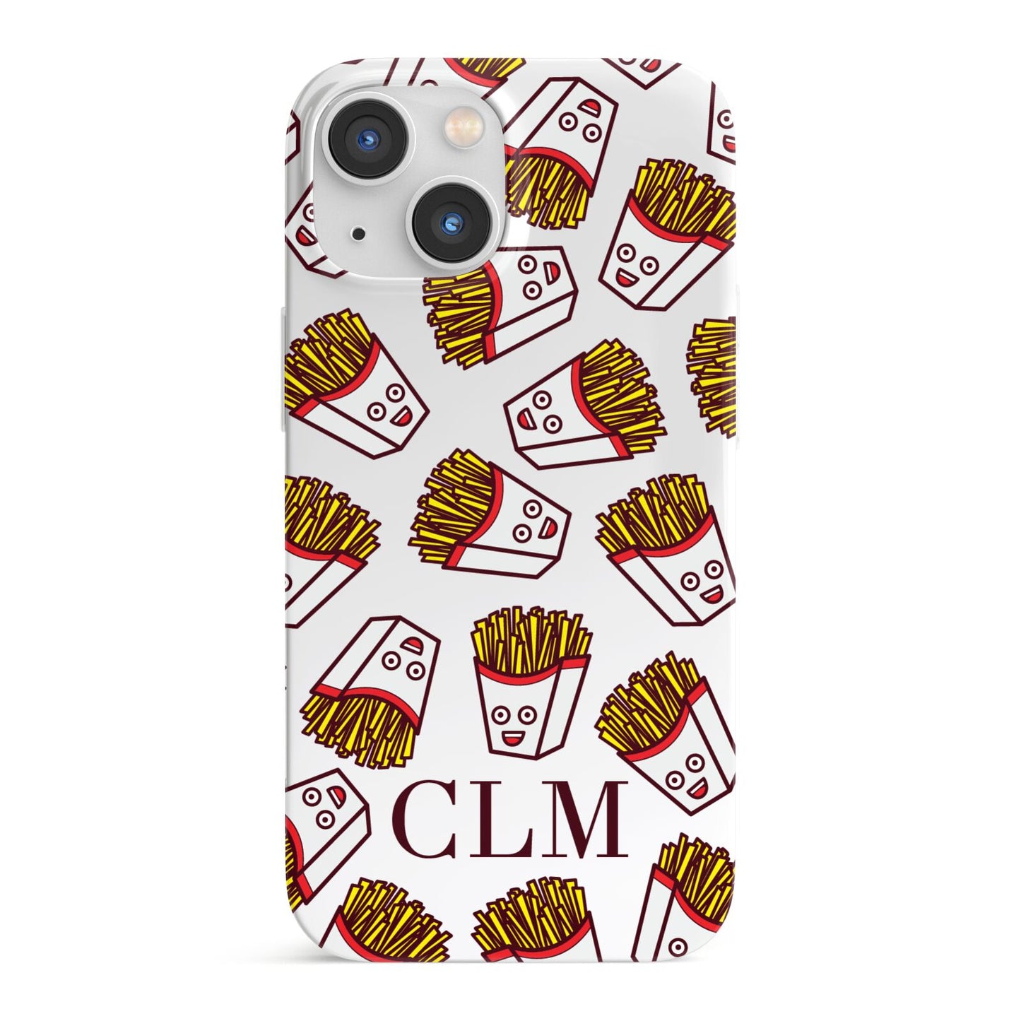 Personalised Fries Initials Clear iPhone 13 Mini Full Wrap 3D Snap Case
