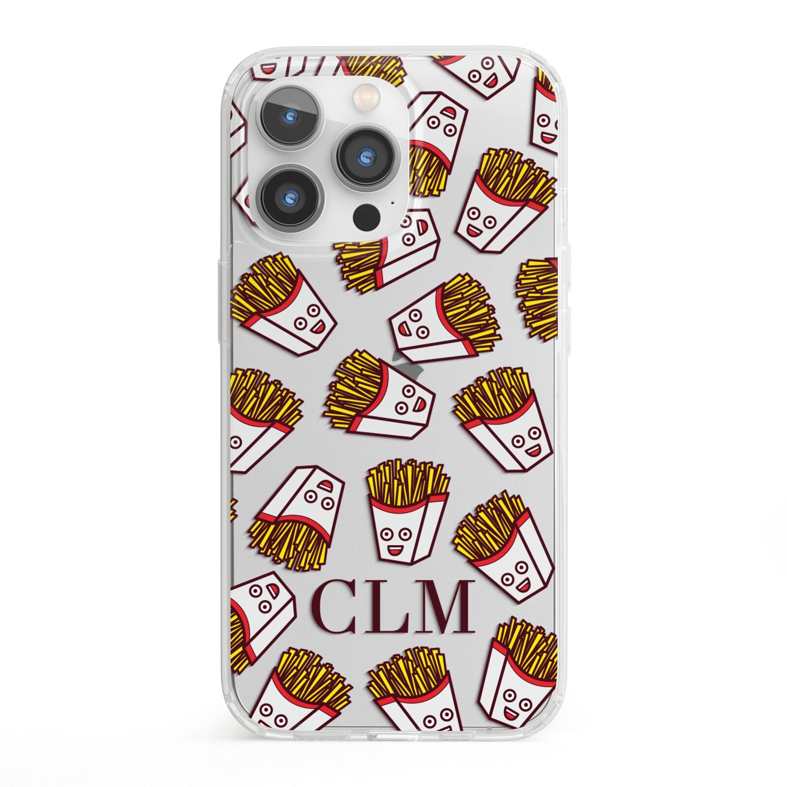 Personalised Fries Initials Clear iPhone 13 Pro Clear Bumper Case