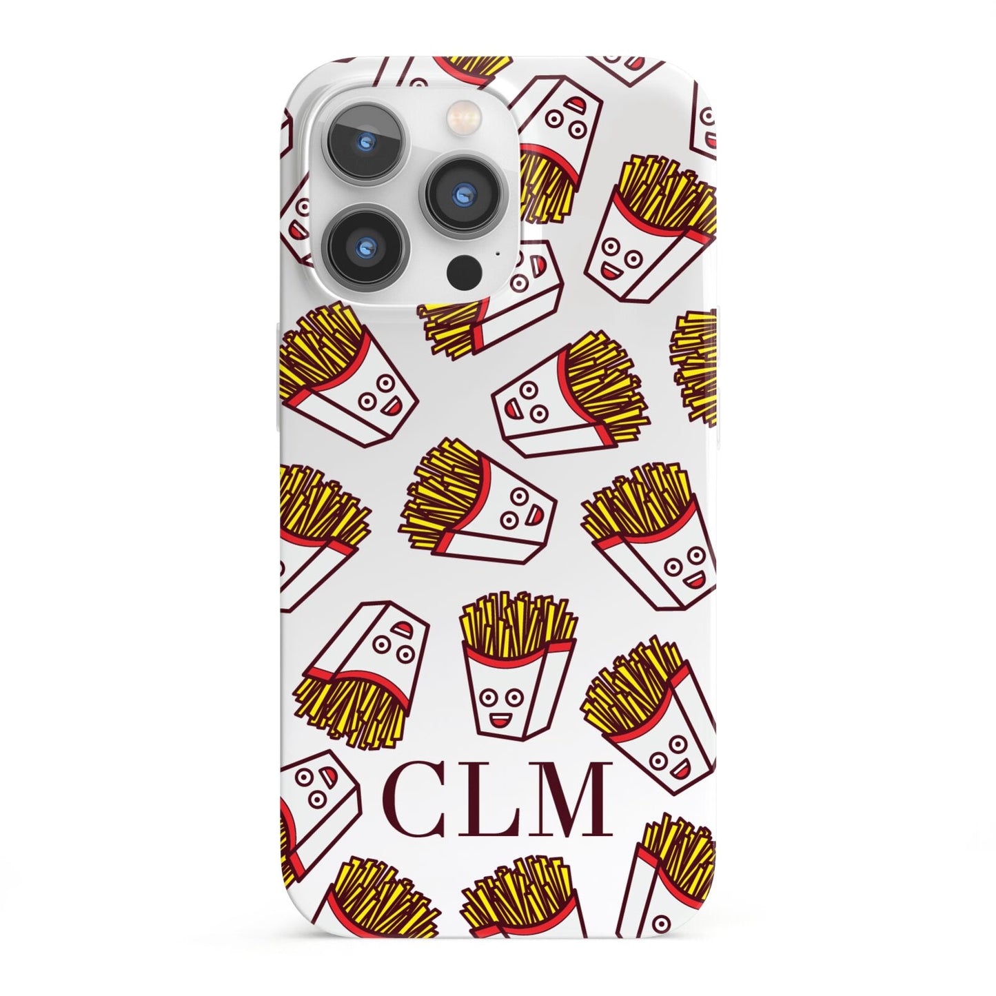 Personalised Fries Initials Clear iPhone 13 Pro Full Wrap 3D Snap Case