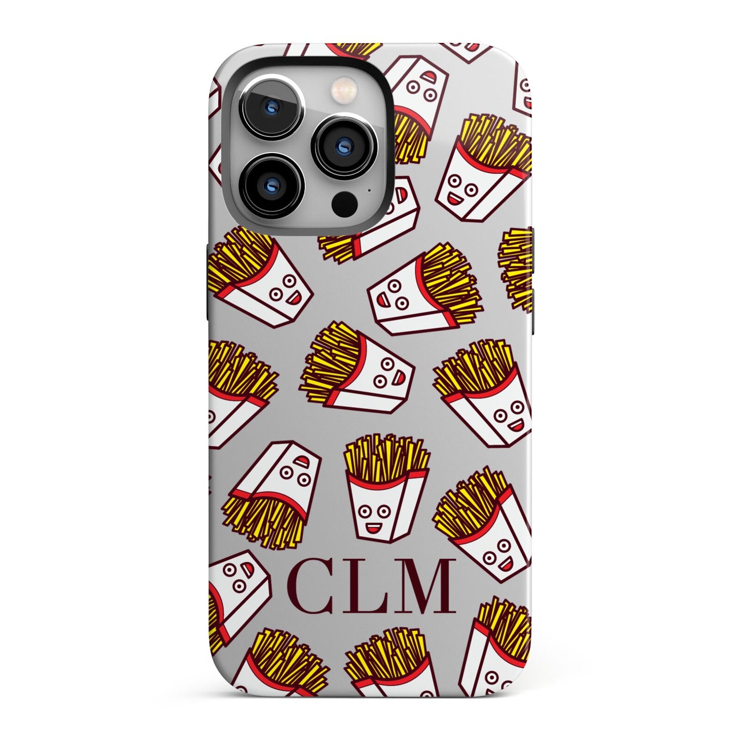 Personalised Fries Initials Clear iPhone 13 Pro Full Wrap 3D Tough Case