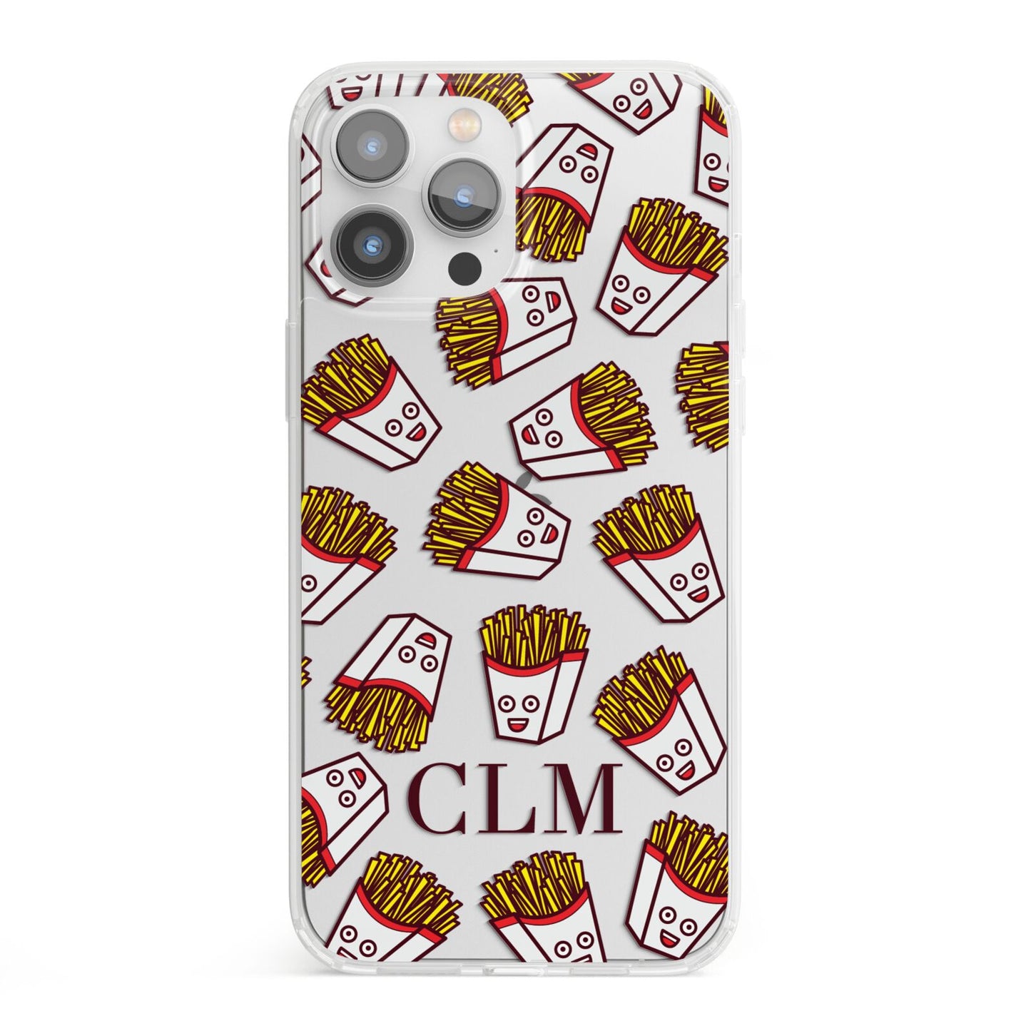 Personalised Fries Initials Clear iPhone 13 Pro Max Clear Bumper Case