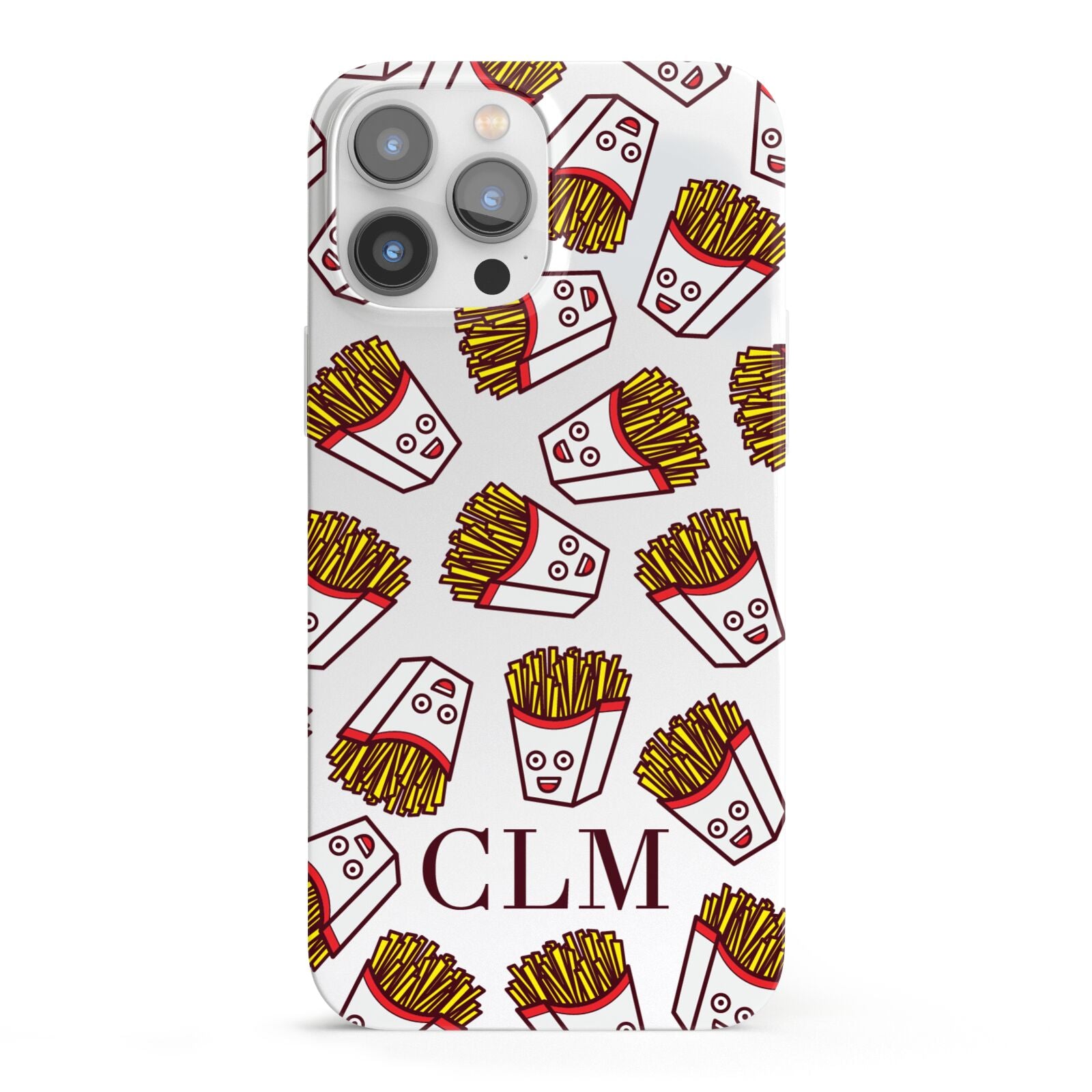 Personalised Fries Initials Clear iPhone 13 Pro Max Full Wrap 3D Snap Case