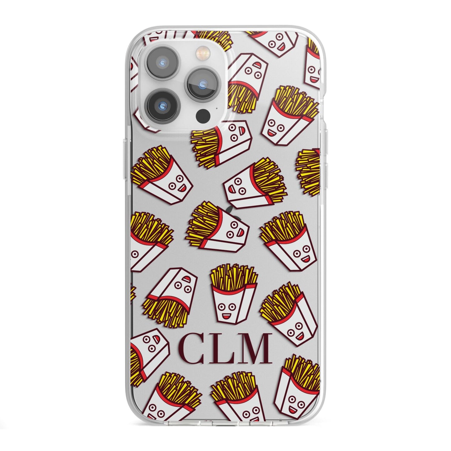 Personalised Fries Initials Clear iPhone 13 Pro Max TPU Impact Case with White Edges