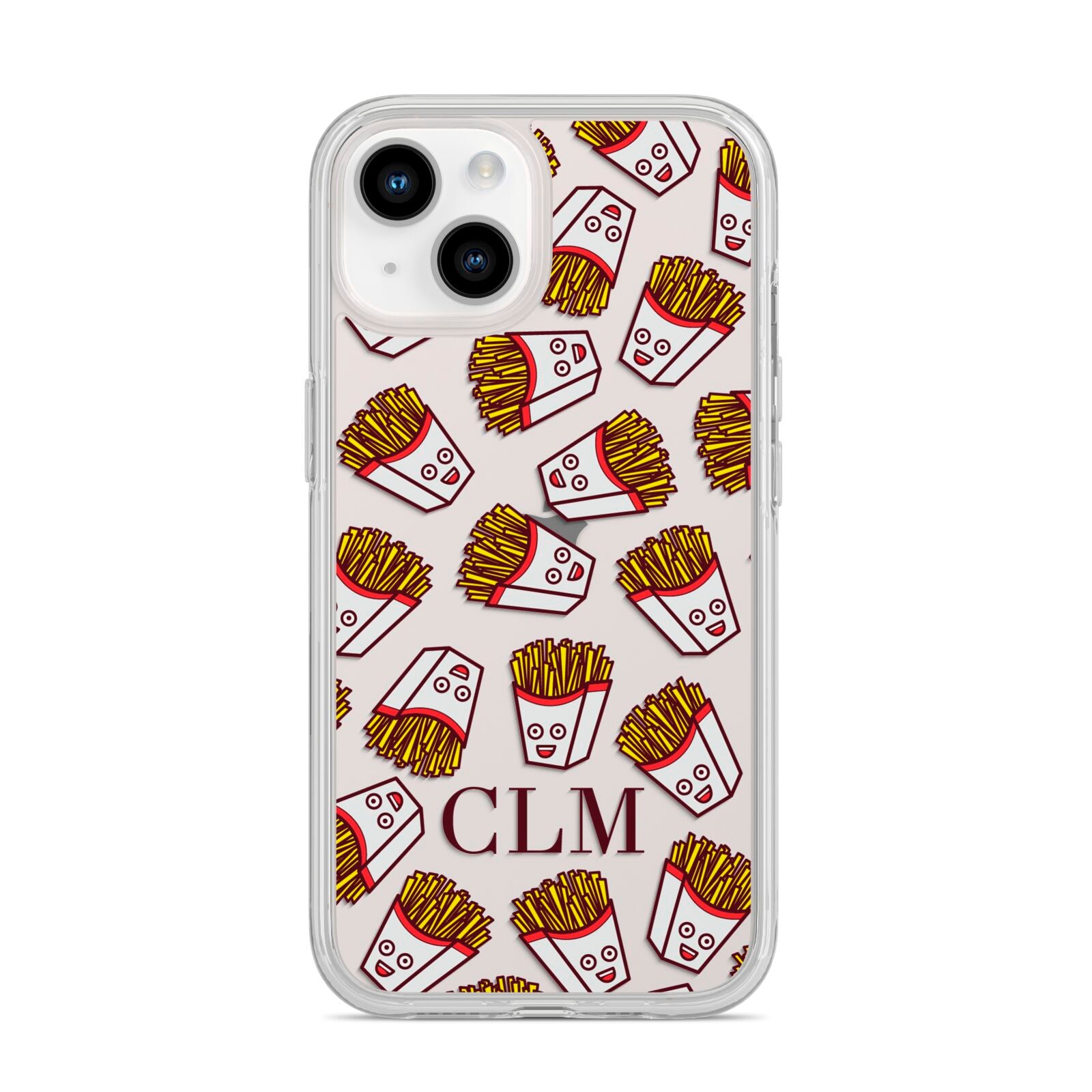 Personalised Fries Initials Clear iPhone 14 Clear Tough Case Starlight