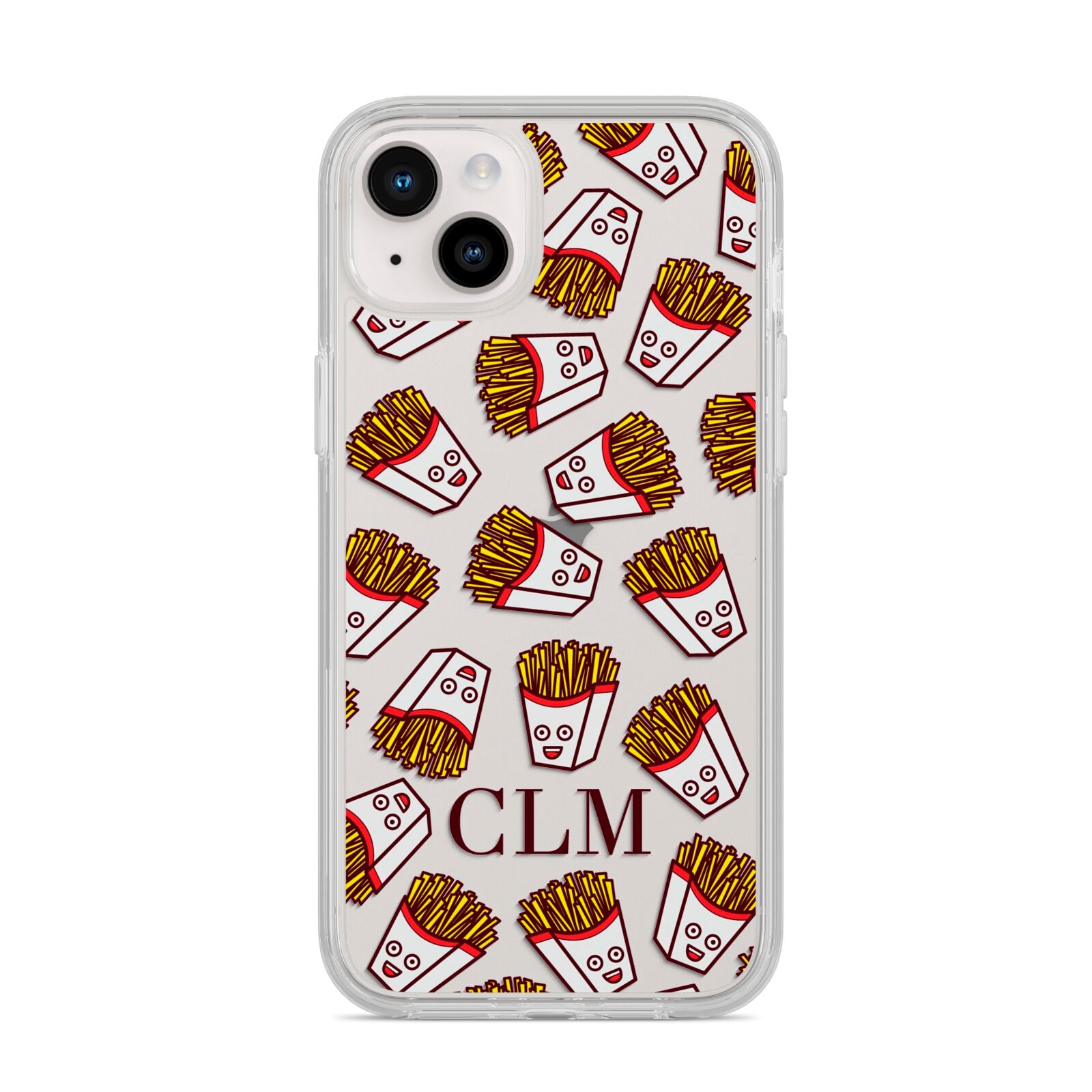 Personalised Fries Initials Clear iPhone 14 Plus Clear Tough Case Starlight