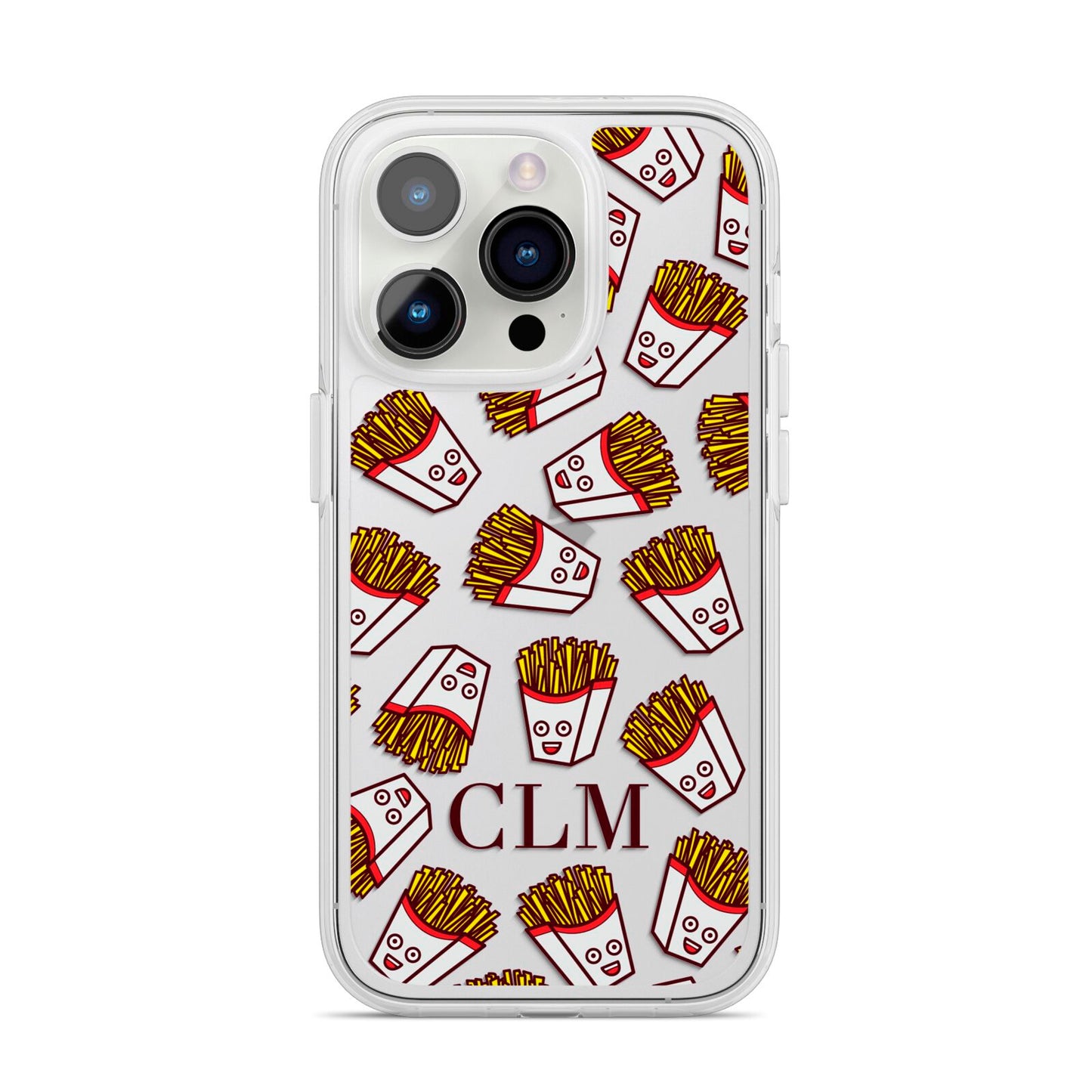 Personalised Fries Initials Clear iPhone 14 Pro Clear Tough Case Silver